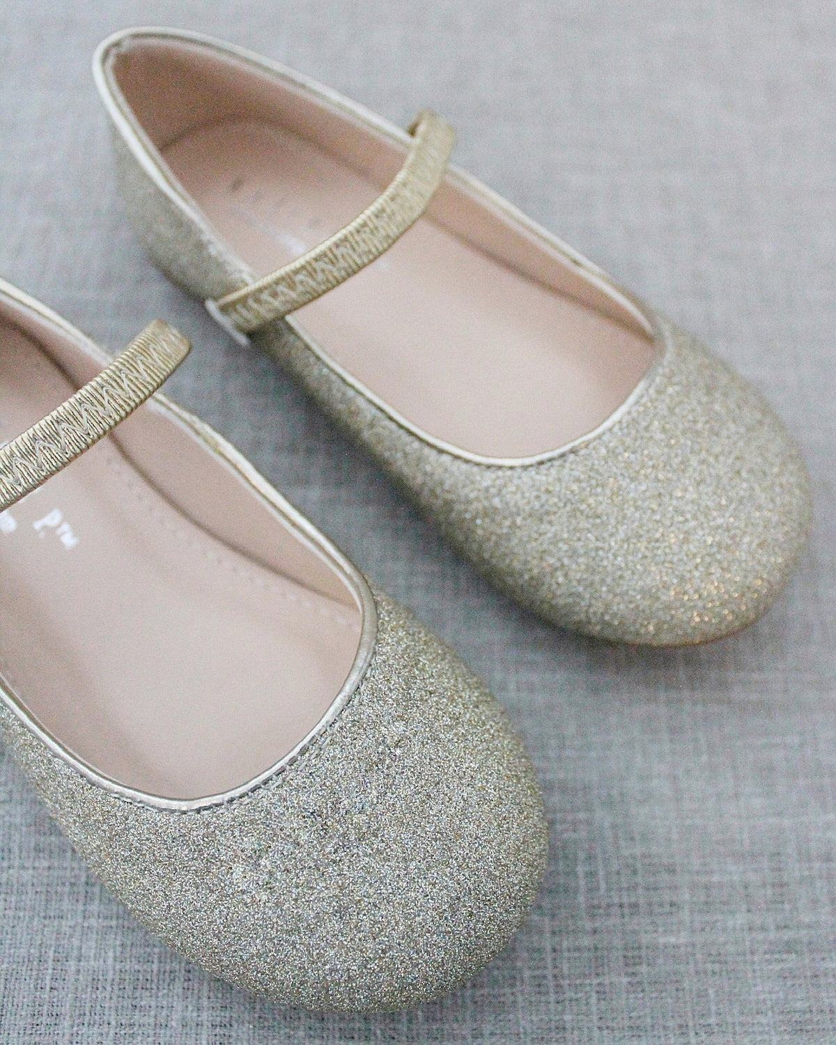 Gold Fine Glitter Mary Jane Flats