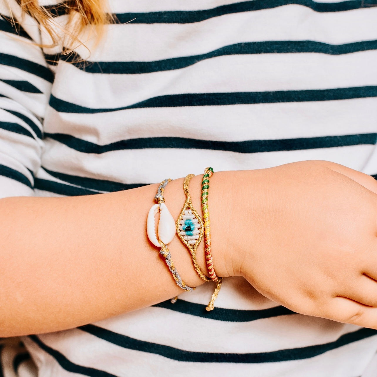 Kids Twisted Duo Color Evil Eye Bracelet