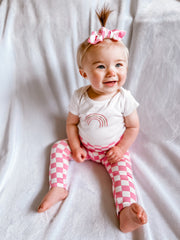 Pink Retro Checkered Leggings