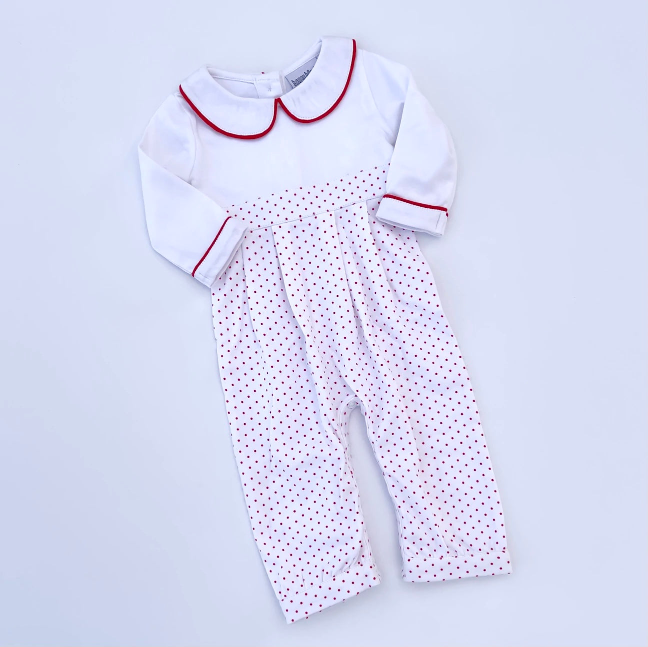 Long Sleeve Bitty Dot Knit Romper - Red & Green