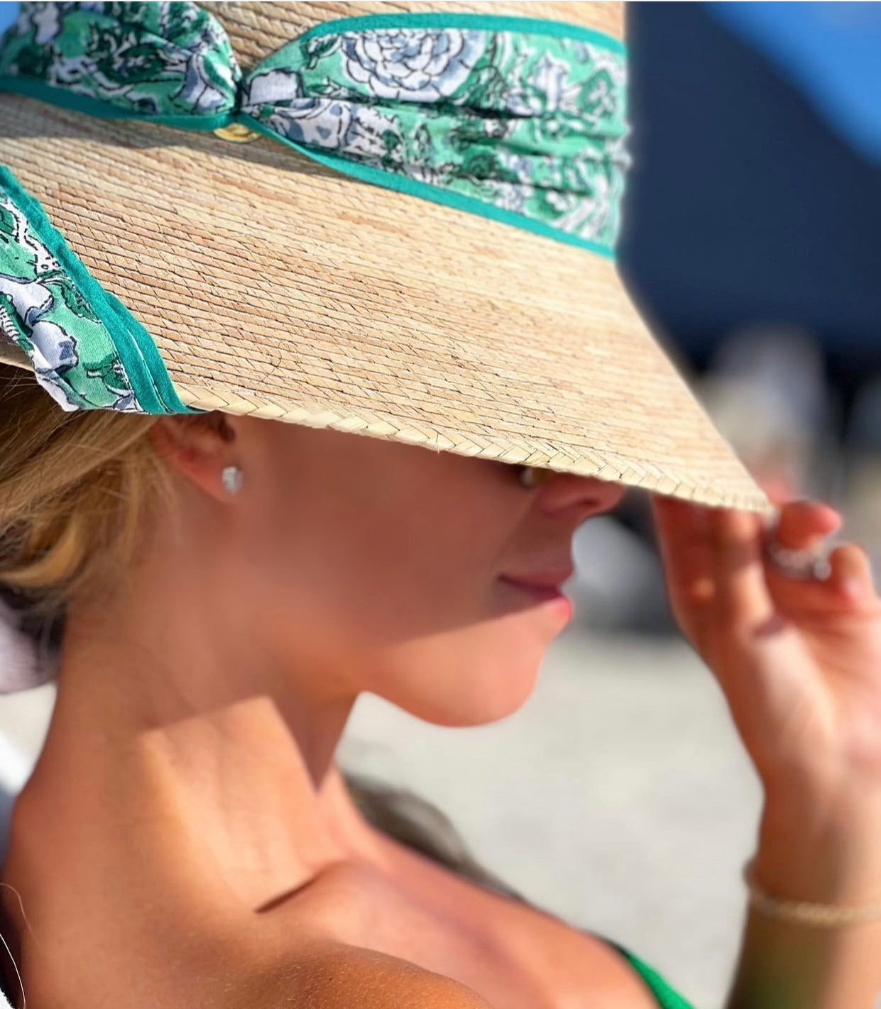 Clematis Bucket Hat - Coral Wide & Short Grosgrain Ribbon