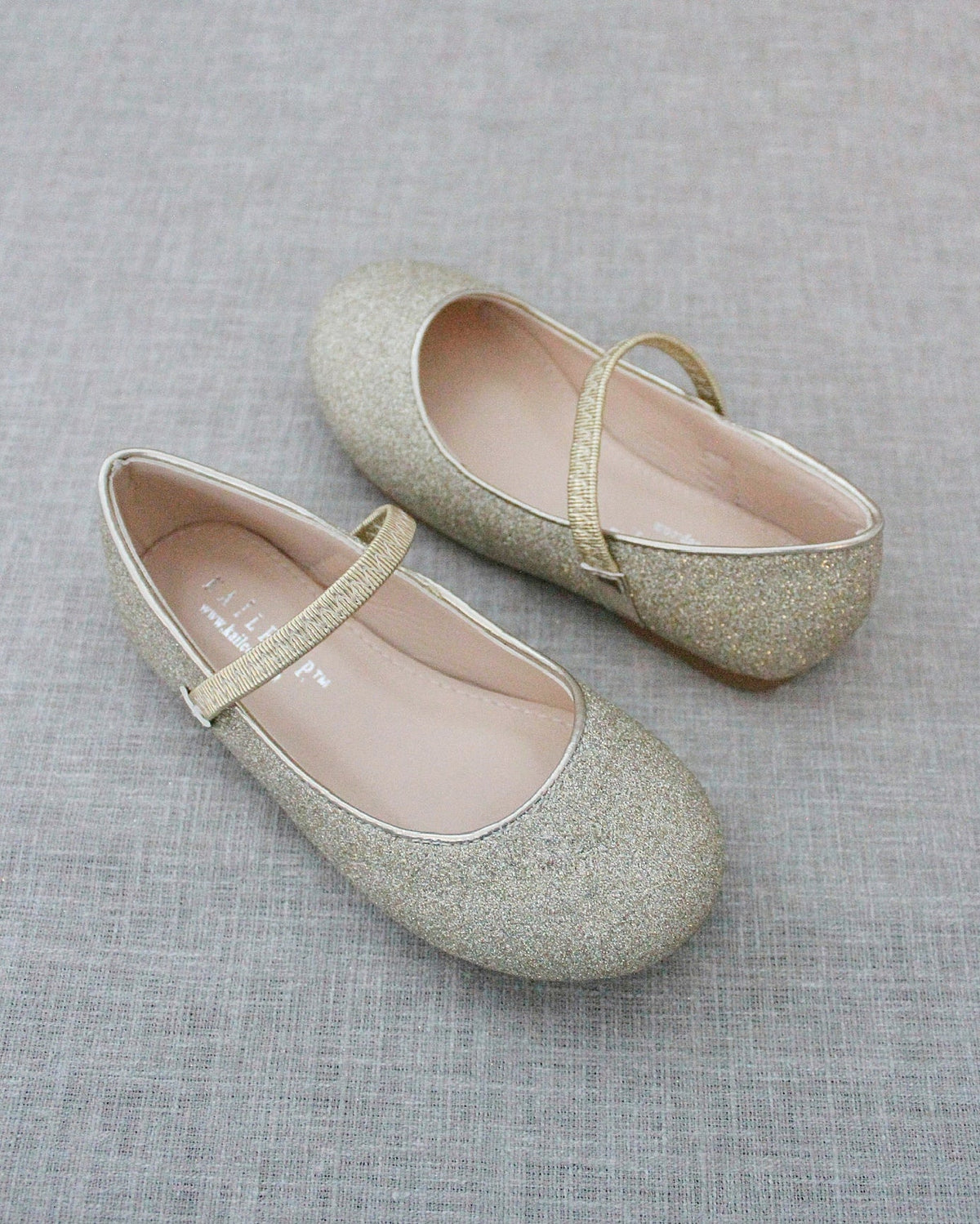 Gold Fine Glitter Mary Jane Flats