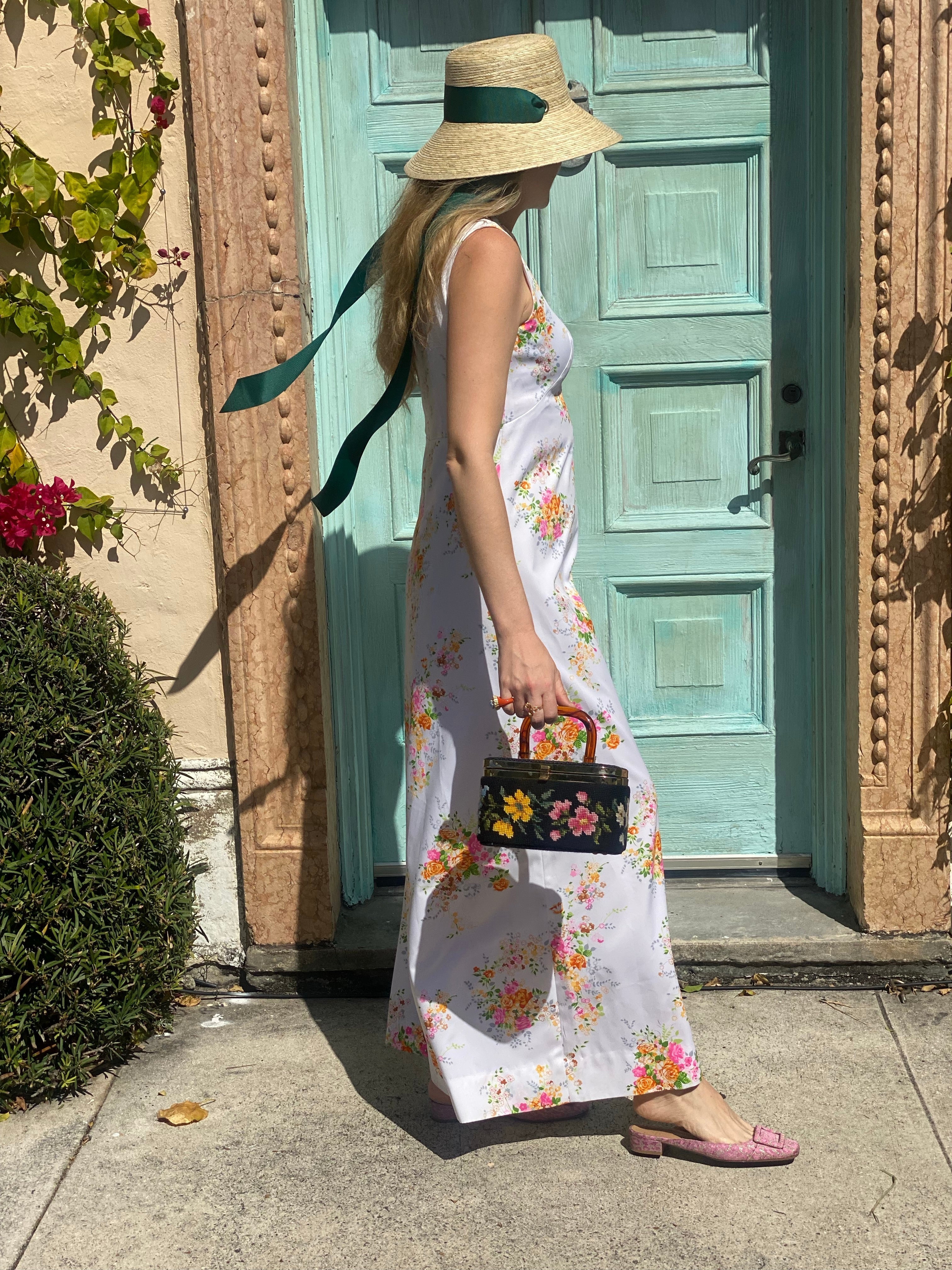 Clematis Bucket Hat - Pink Marigold Block Print Hat Scarf