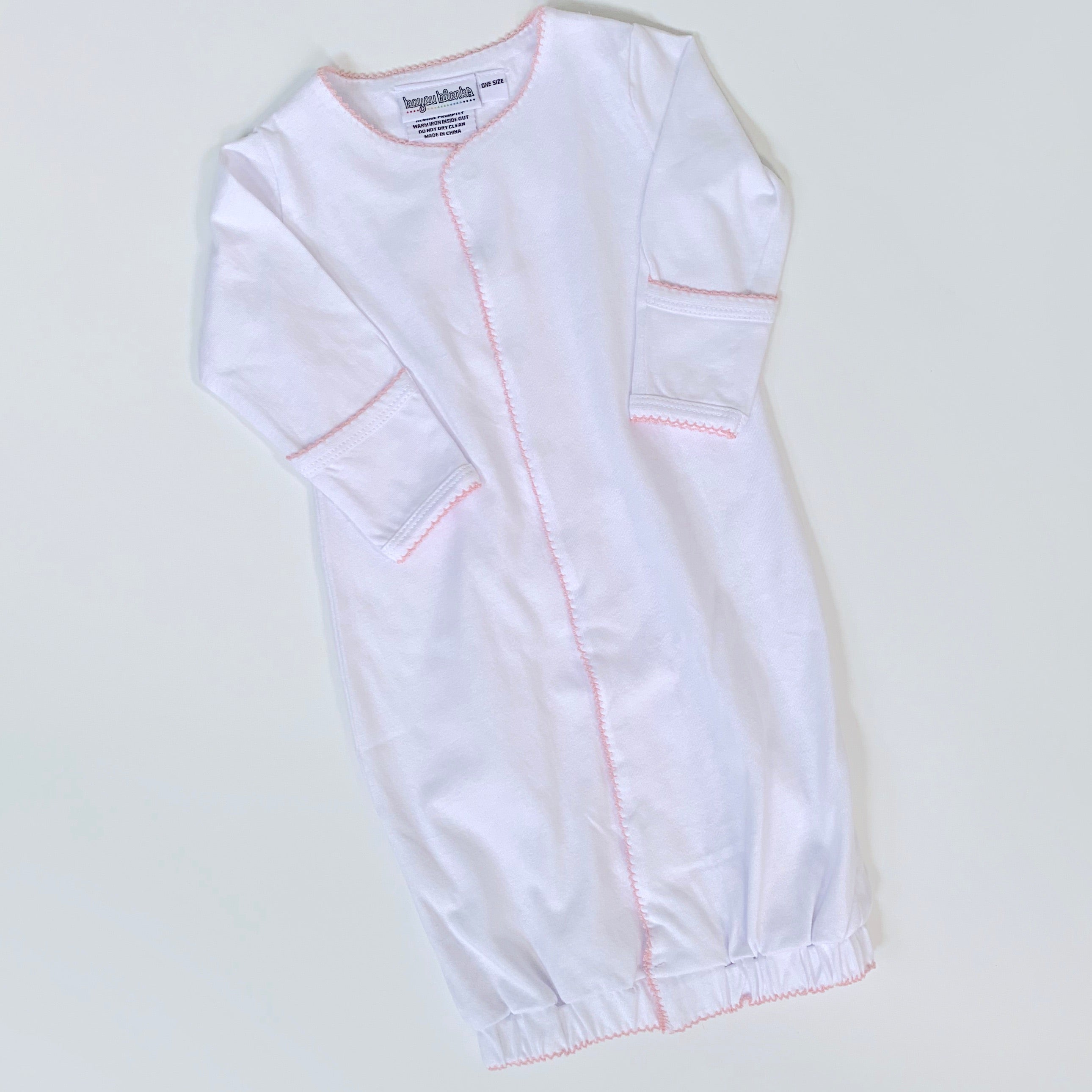 Picot Trim Gown With Hidden Snaps