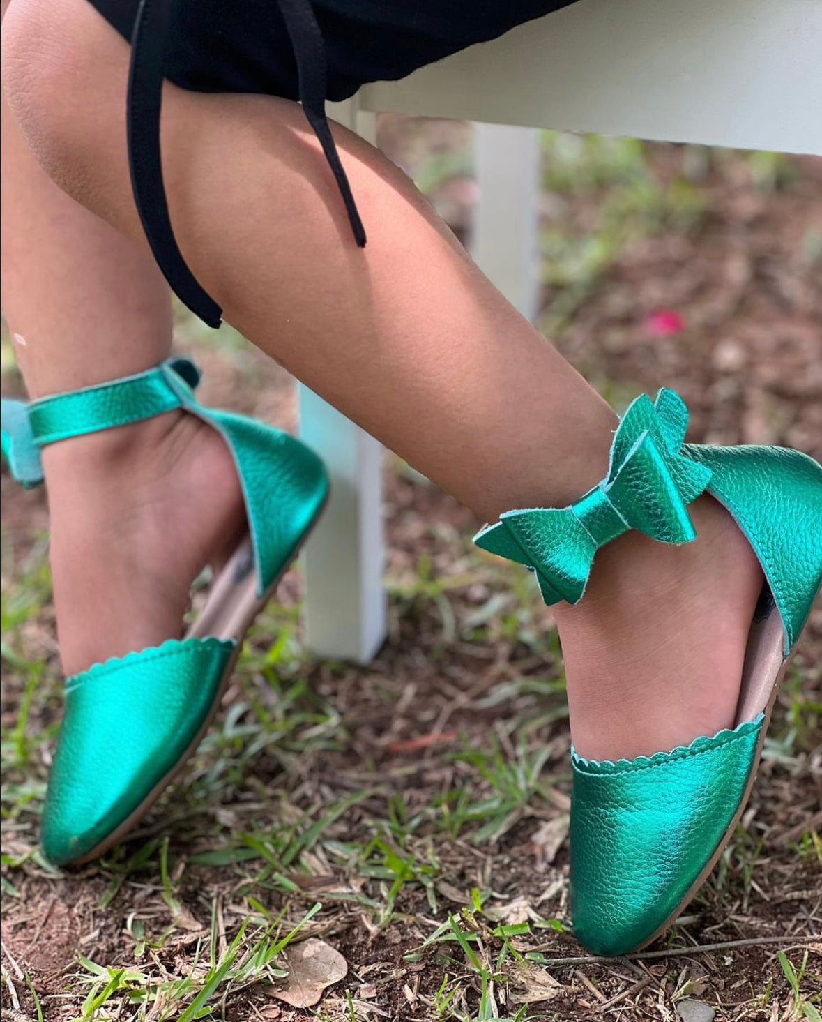 Belle Side Bow - Green Metallic