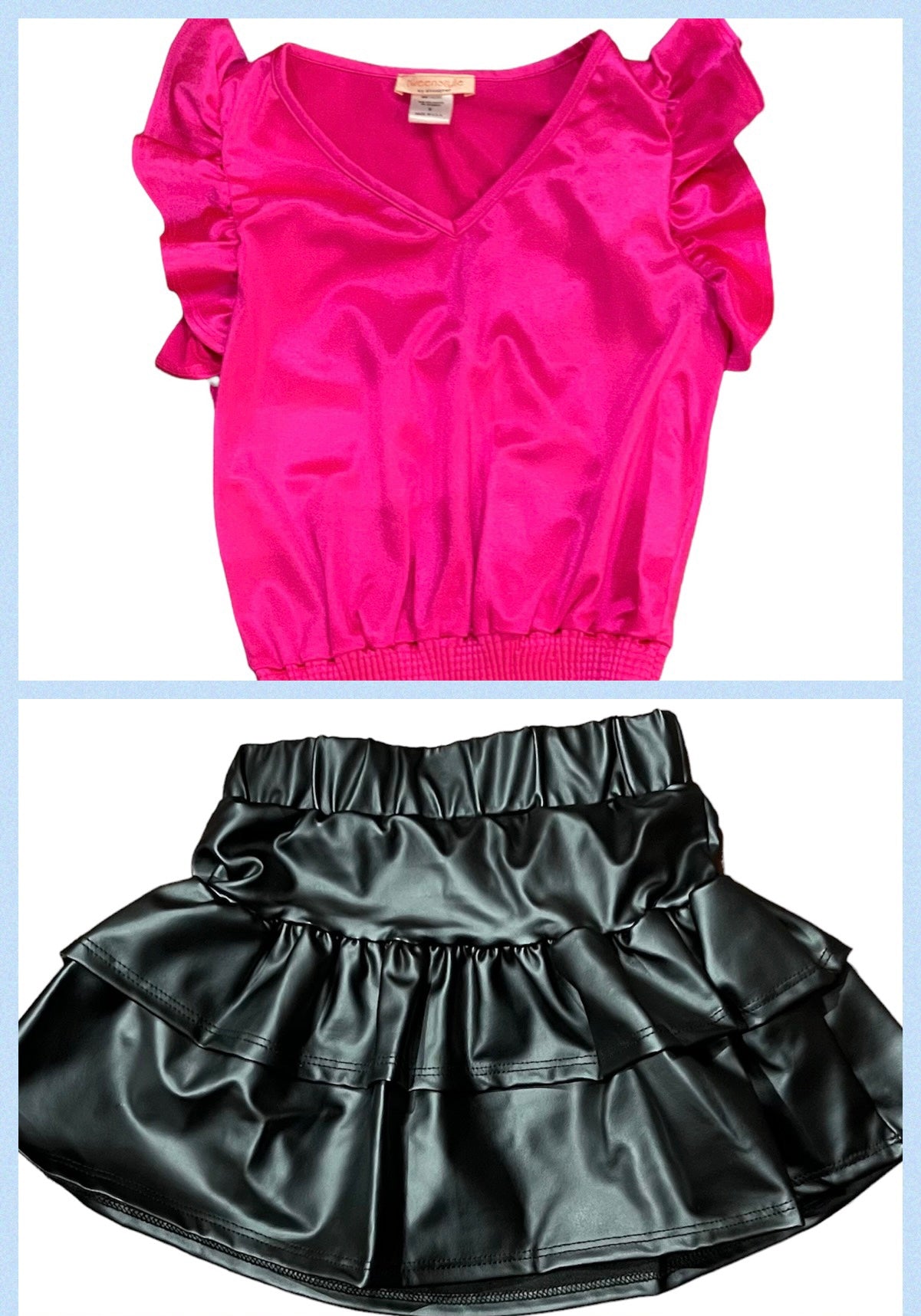 Tweenstyle - Black Pleather Ruffle Skirt