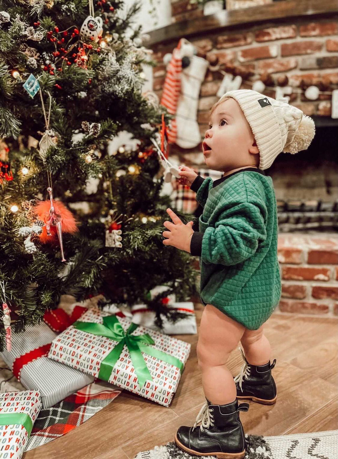 Quilted Sweatshirt Romper - Forest