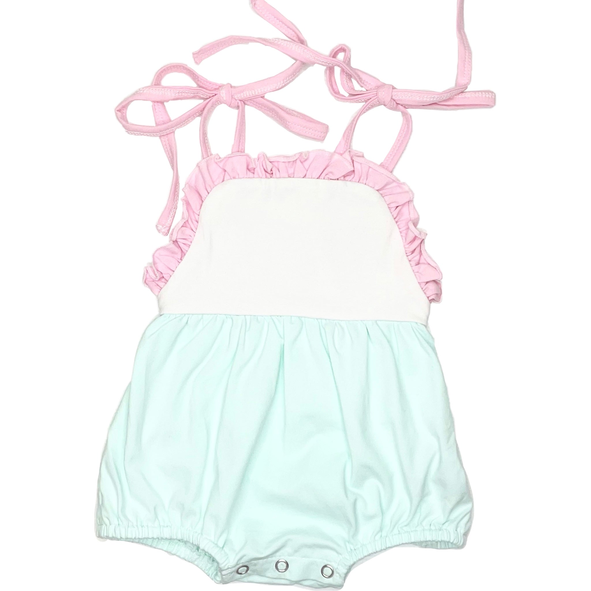 Threaded Cotton Ruffle Tie Sunsuit 95% Cotton