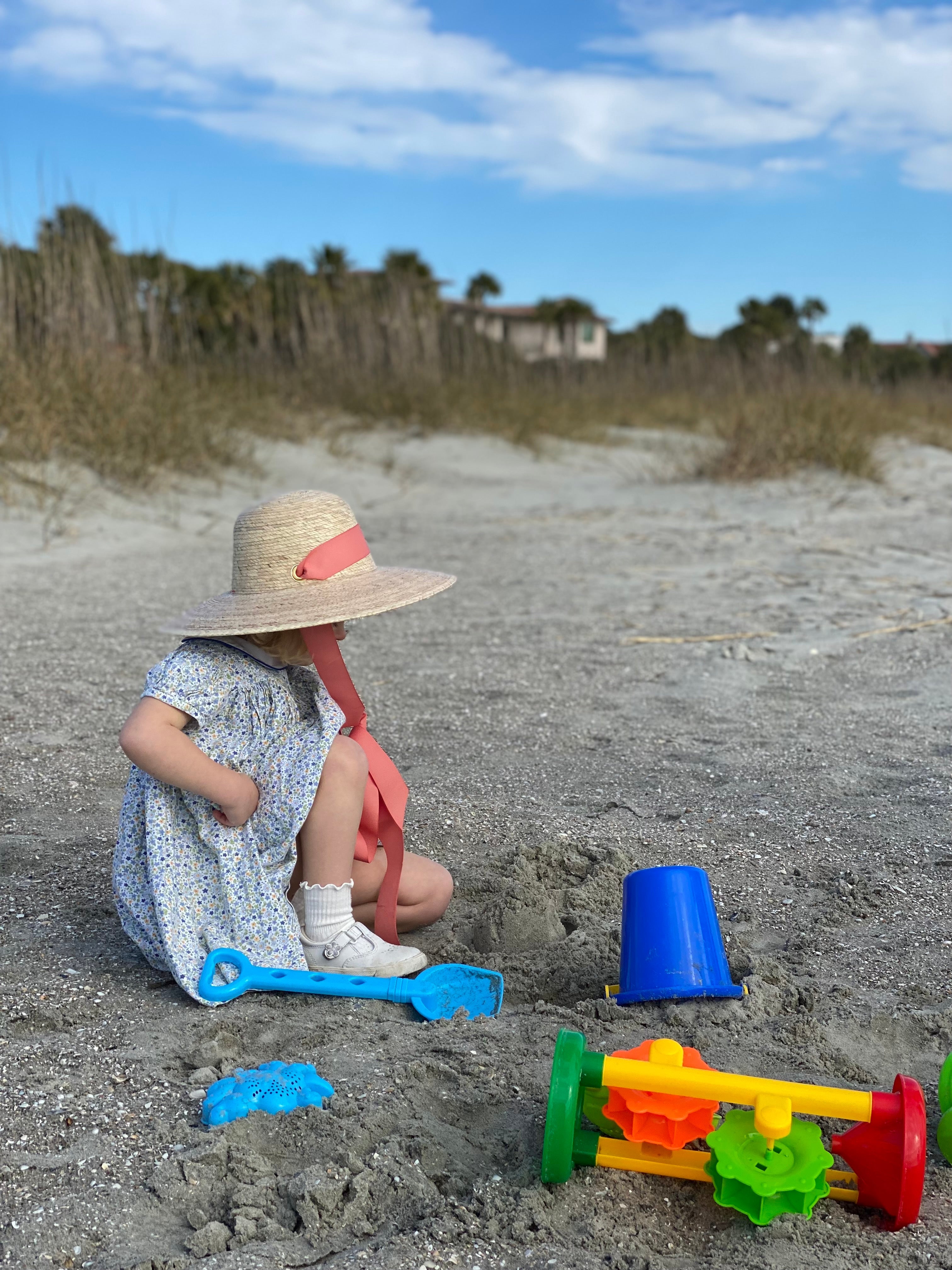 Buttercup Little Girl’s Hat - Red Ric-rac Ribbon