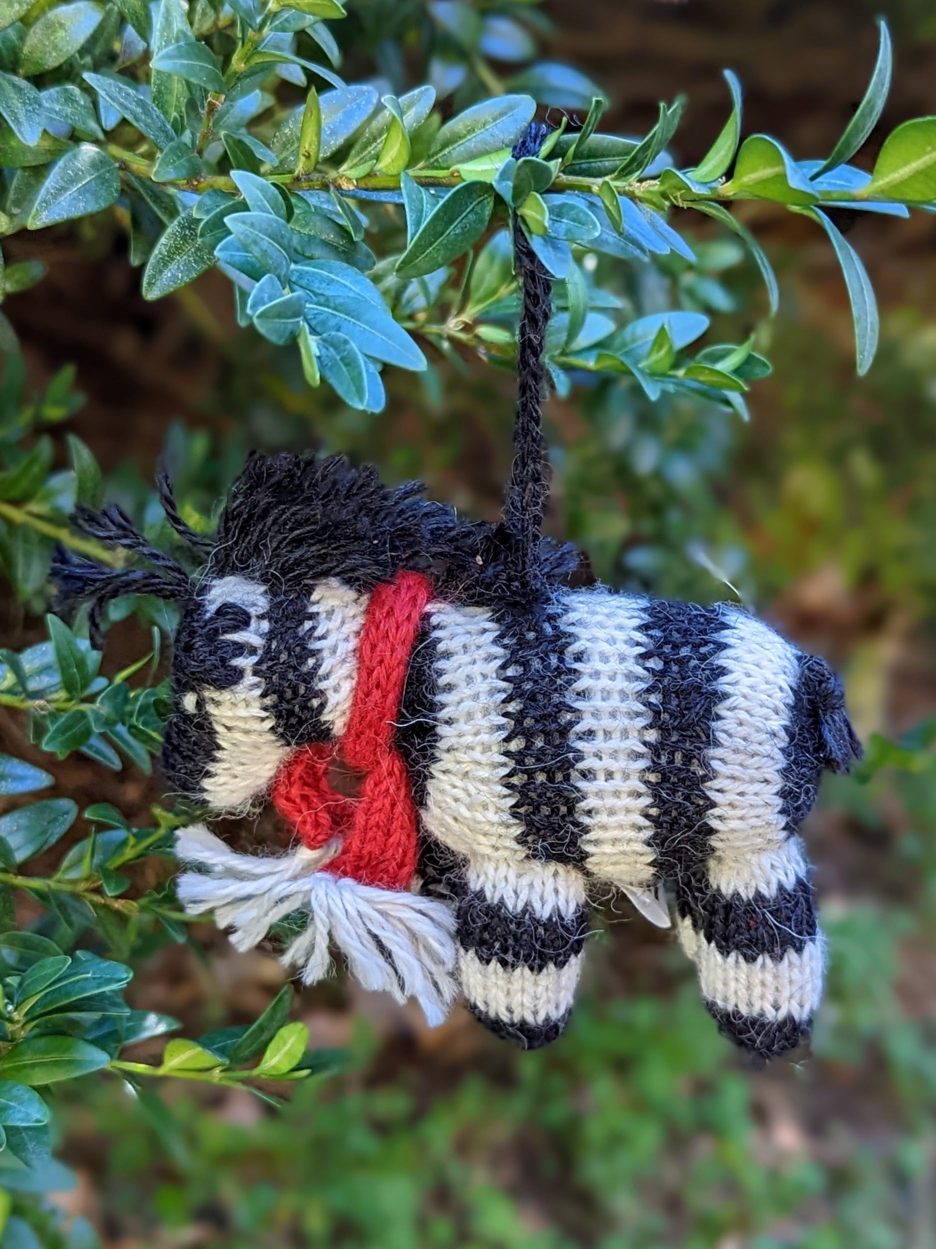 Softie Zebra With Scarf Ornament