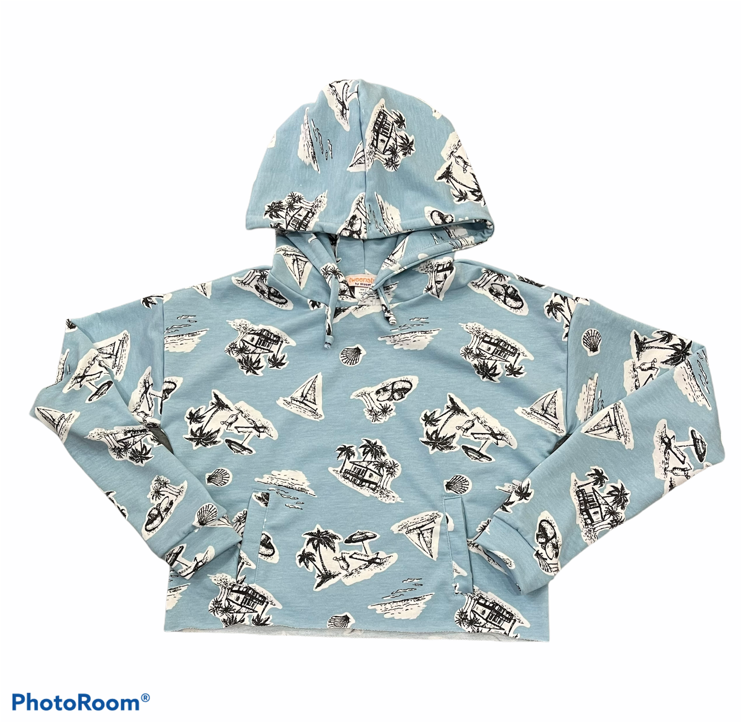 Tweenstyle - Blue Palm Print Pullover Hoodie