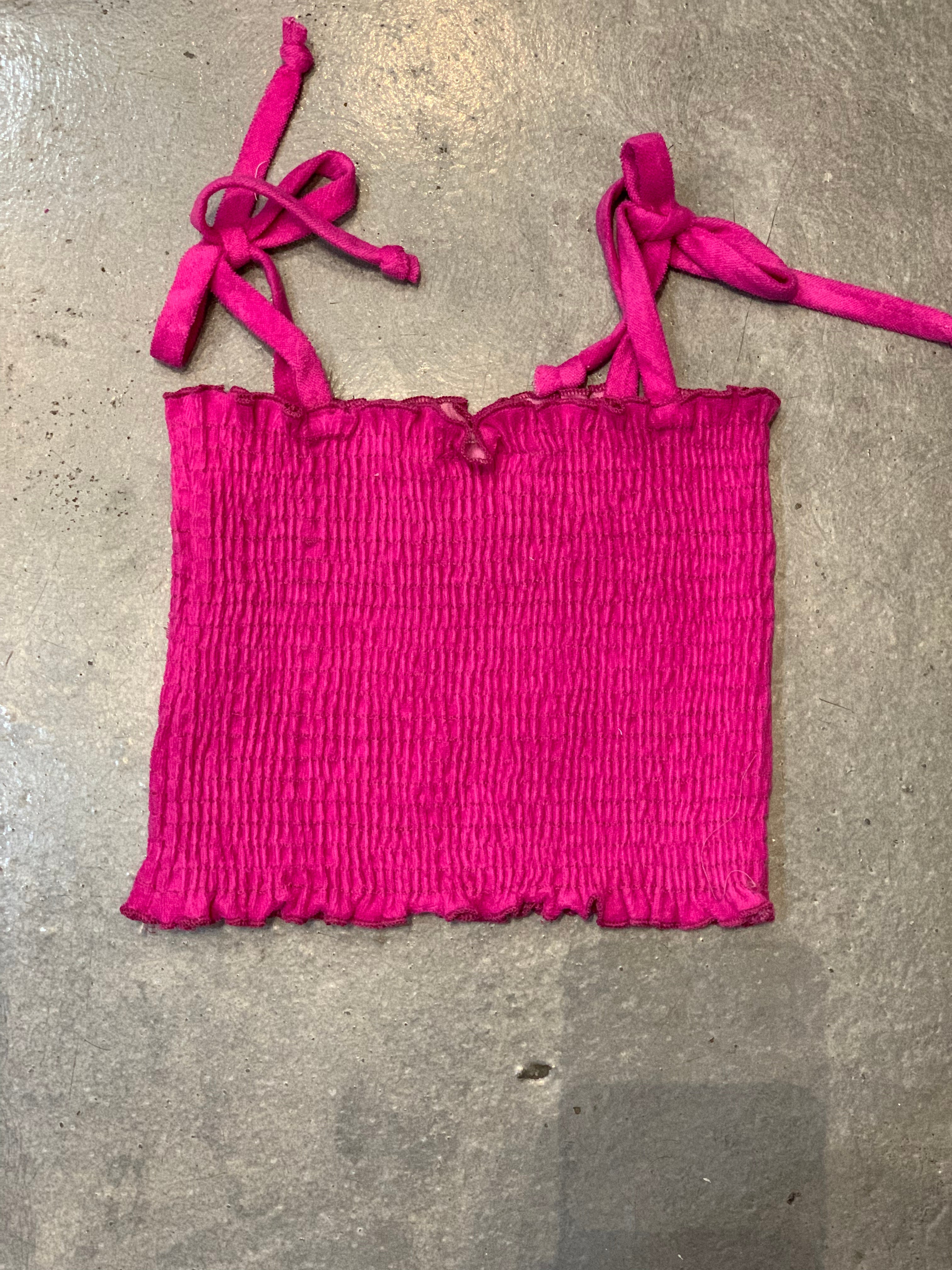 Tweenstyle - Raspberry Terry Smocked Top