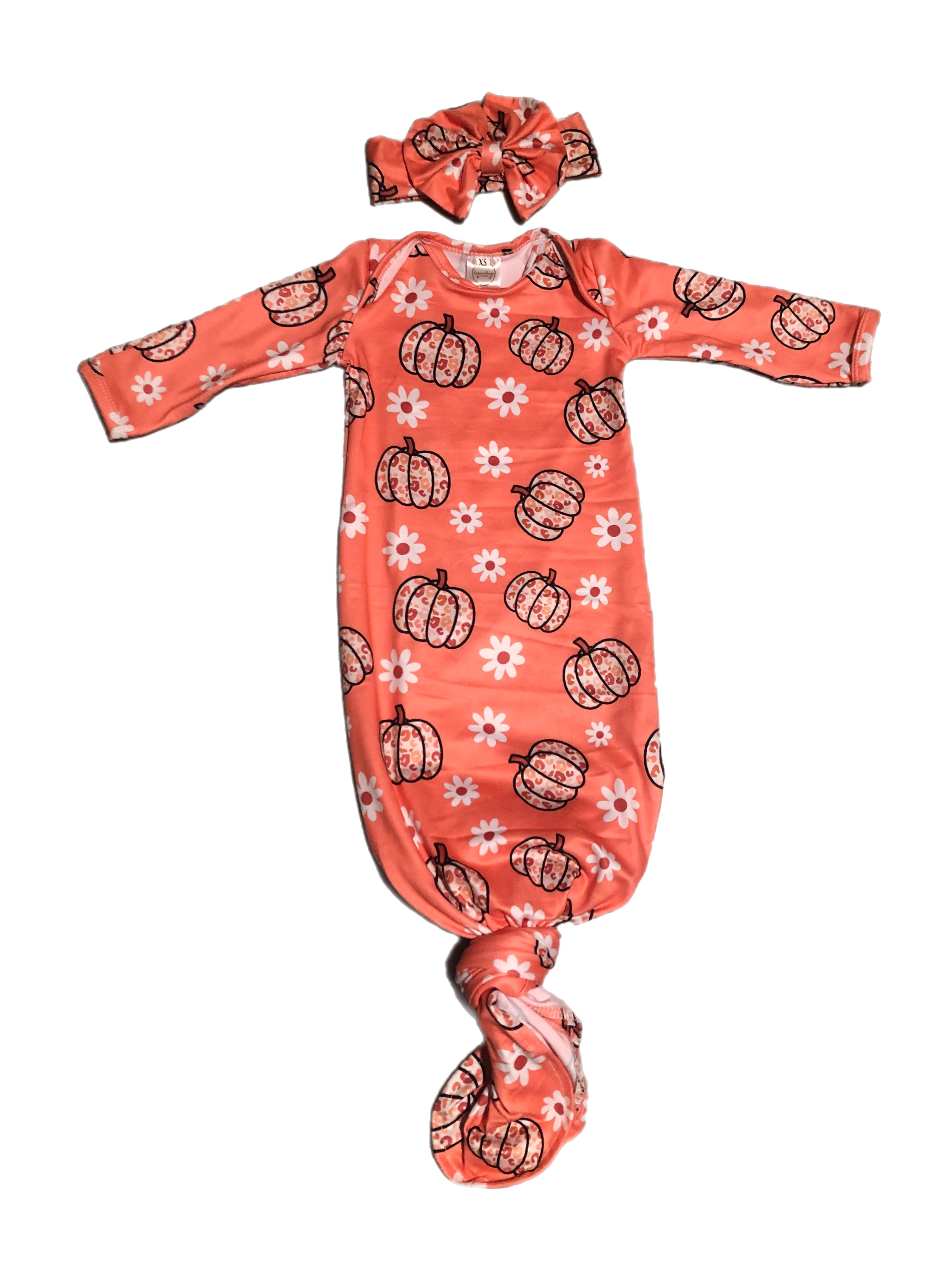 Leopard Pumpkin Gown And Headband Set