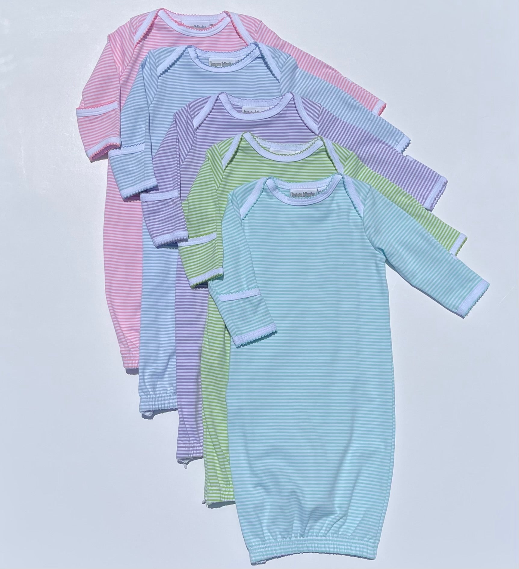 Stripe Gown With Picot Trim