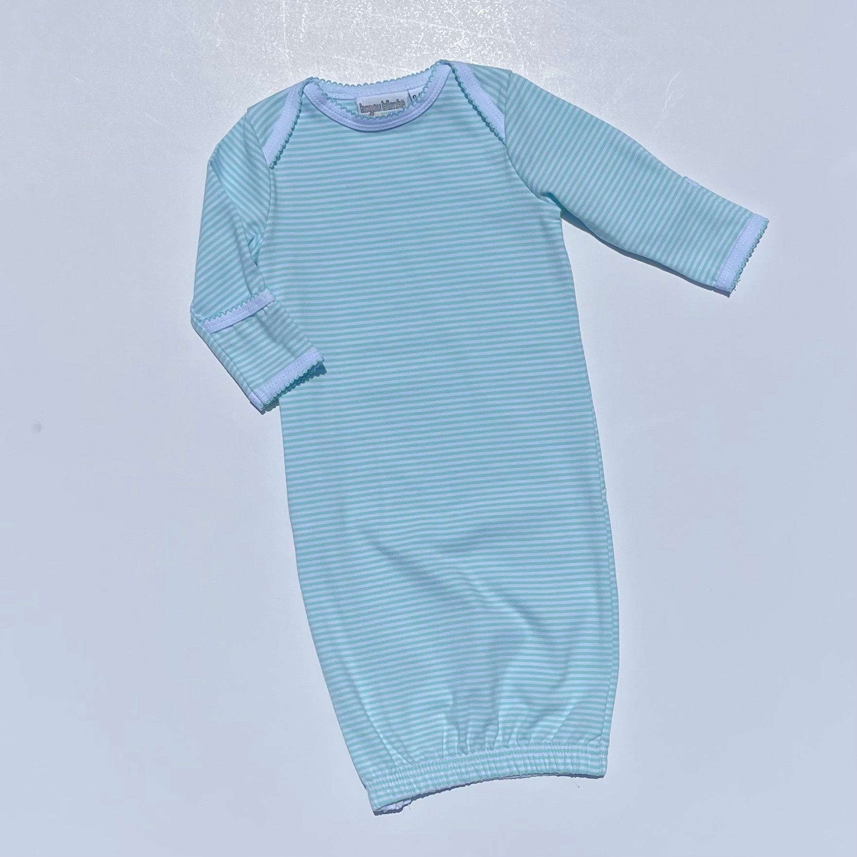 Stripe Gown With Picot Trim