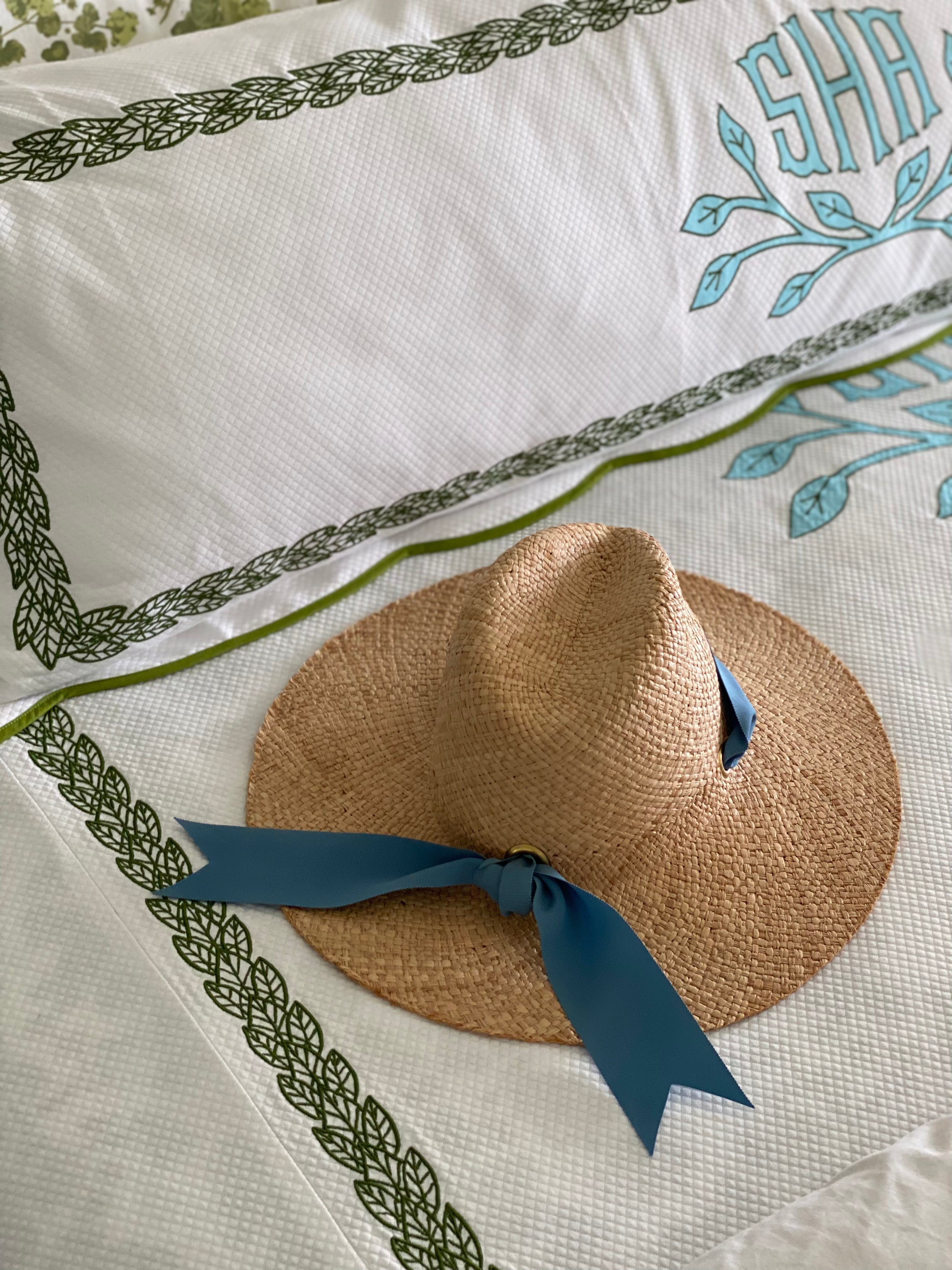 Oleander Sun Hat - Wide White Grosgrain Ribbon