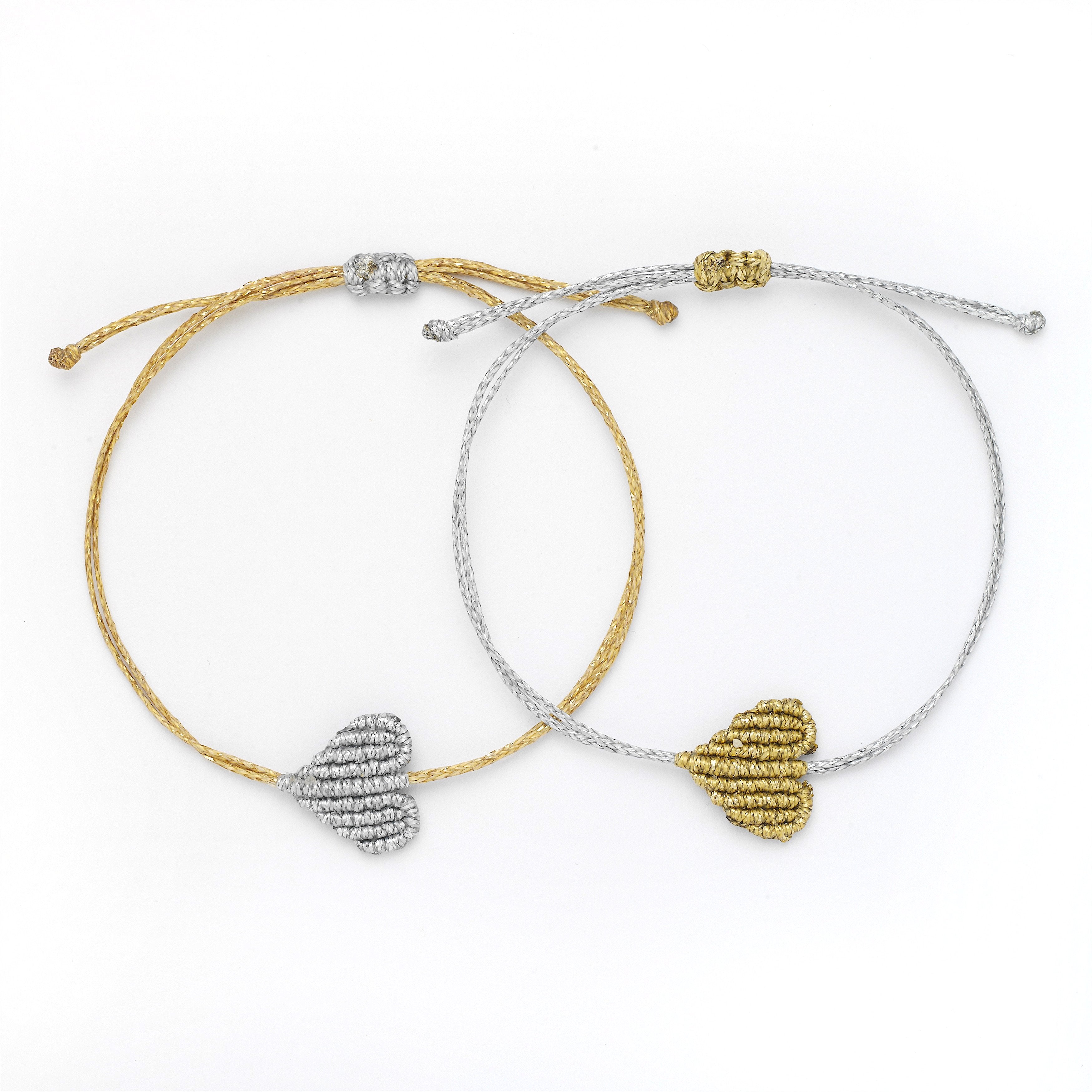 Metallic Heart Bracelet Set