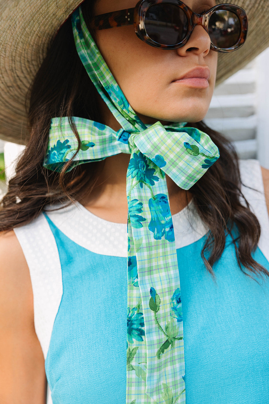 Hollyhock Sun Hat - French Blue Long Grosgrain Ribbon