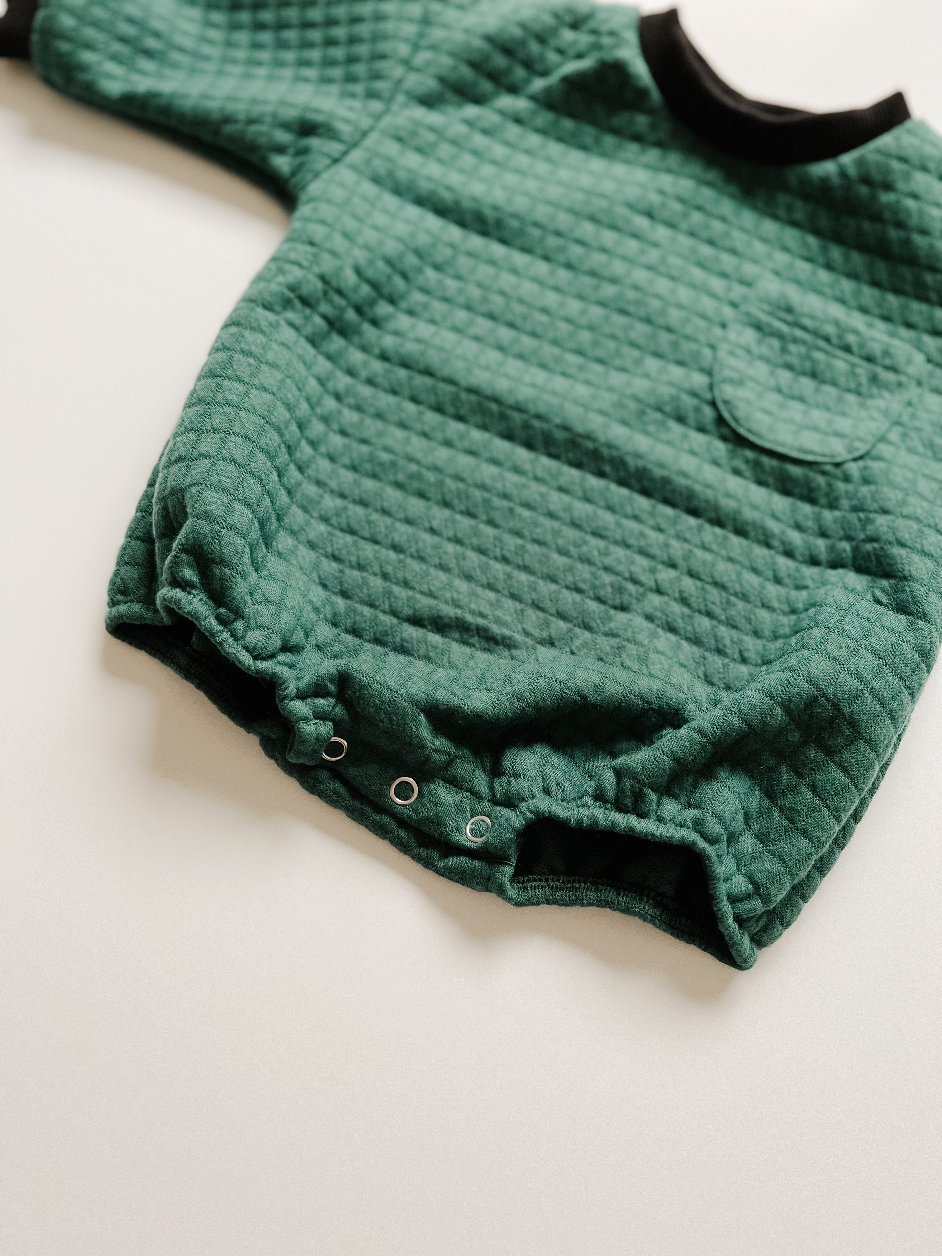 Quilted Sweatshirt Romper - Forest