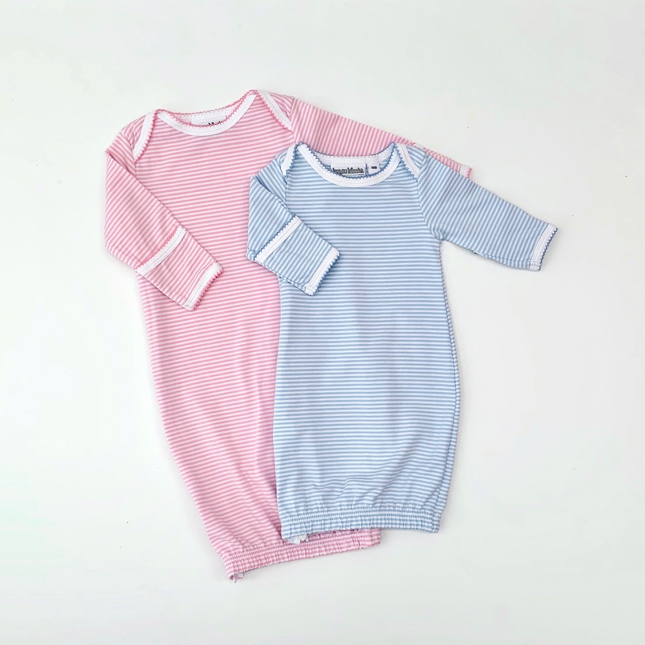 Stripe Gown With Picot Trim
