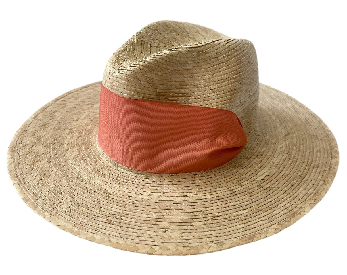 Zinnia Sun Hat -coral Wide & Short Grosgrain Ribbon