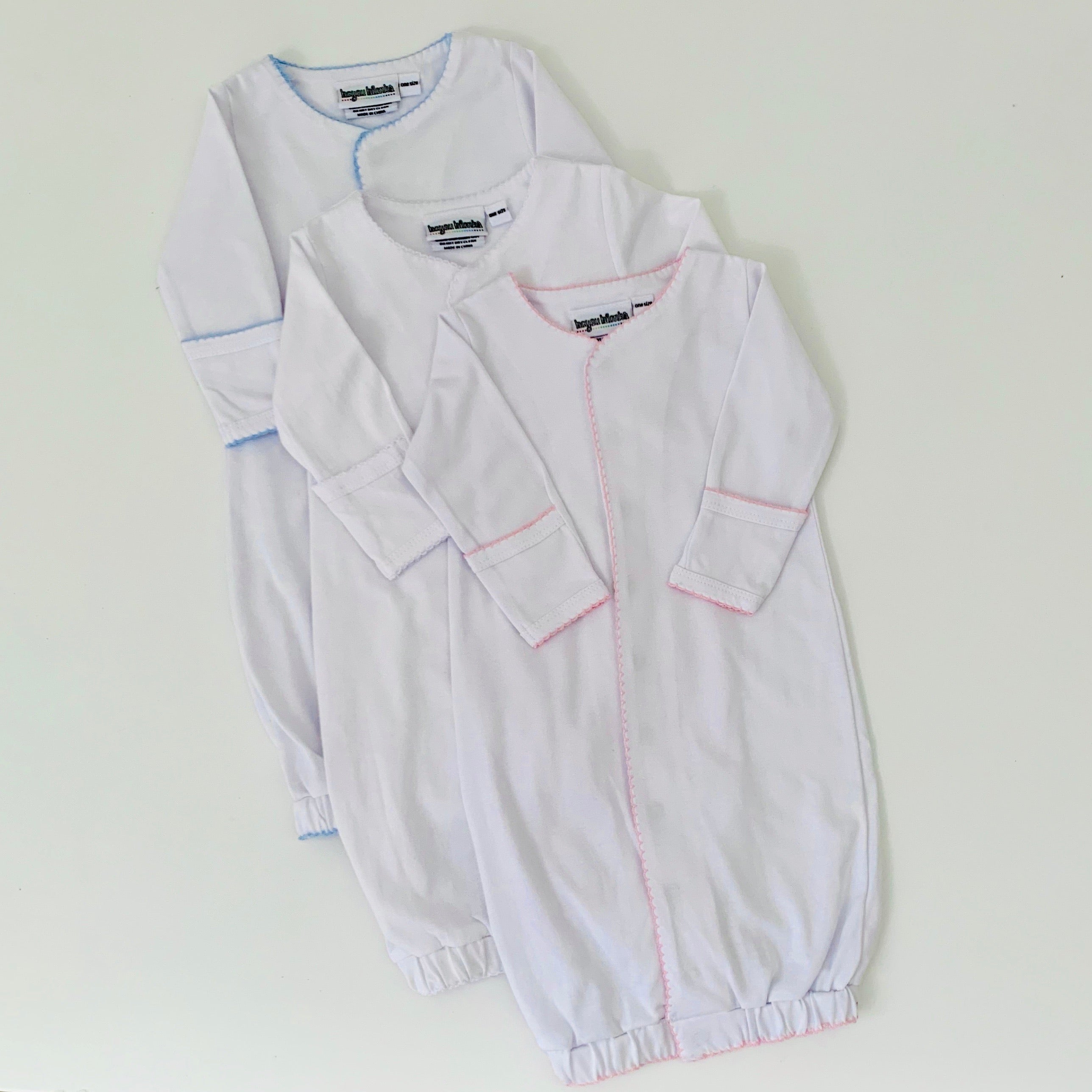 Picot Trim Gown With Hidden Snaps