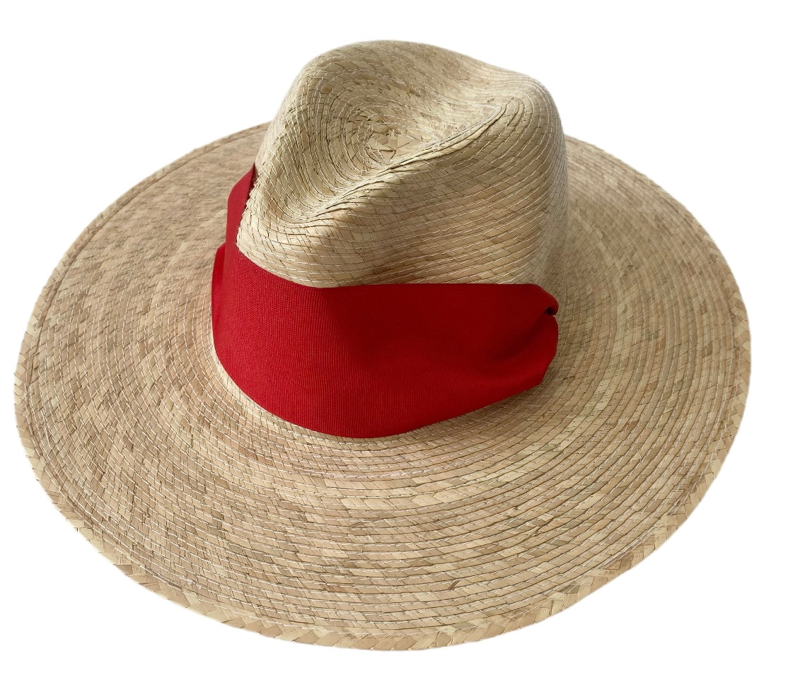 Zinnia Sun Hat - Red Wide & Short Grosgrain Ribbon