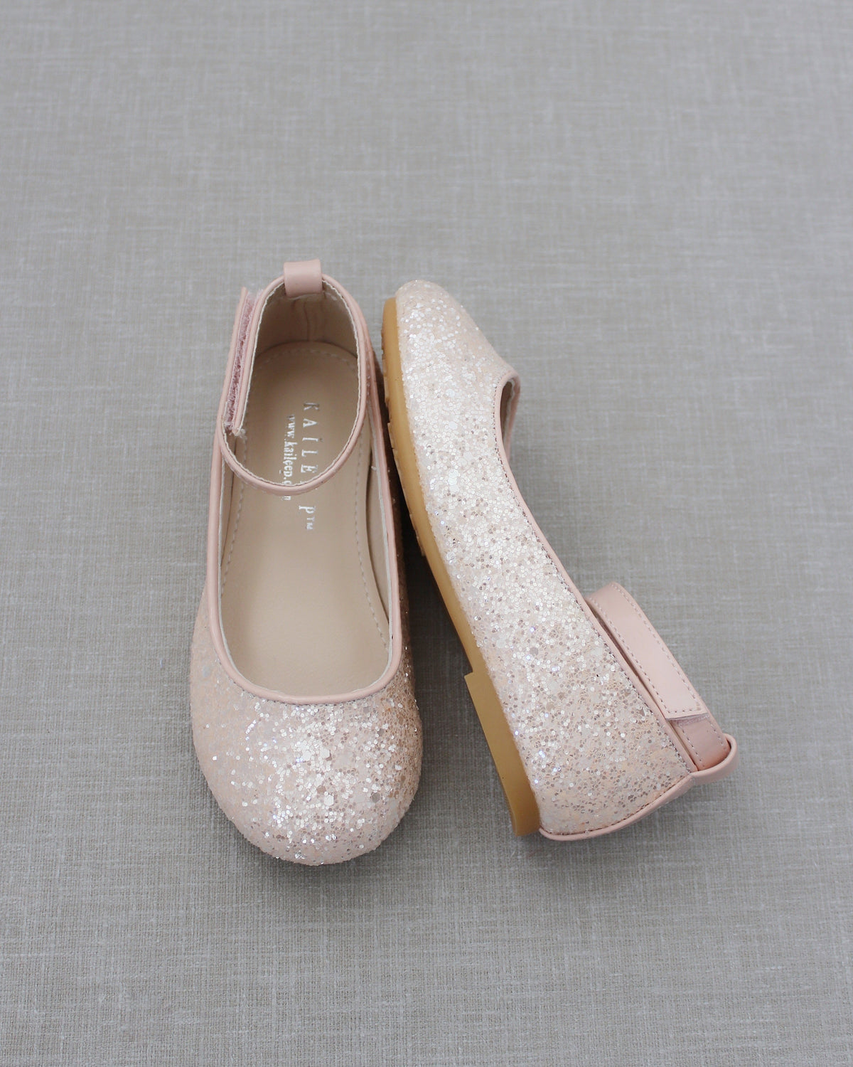 Rock Glitter Ballet Flats With Velcro Ankle Strap