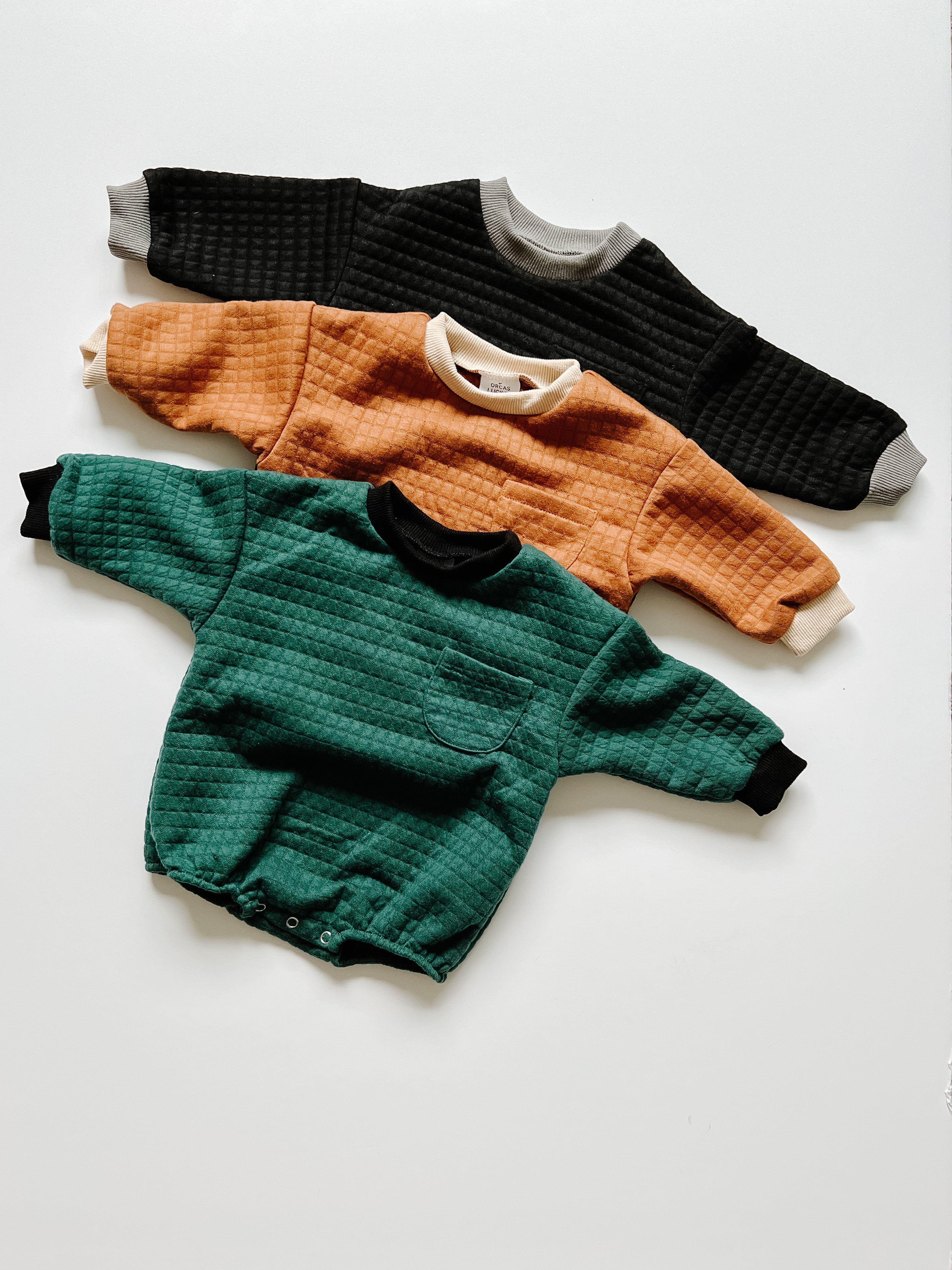 Quilted Sweatshirt Romper - Forest