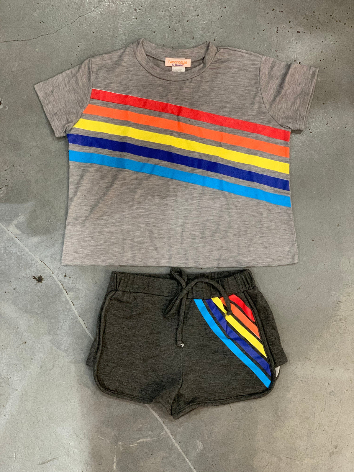 Tweenstyle - Rainbow Stripe Boxy Tee
