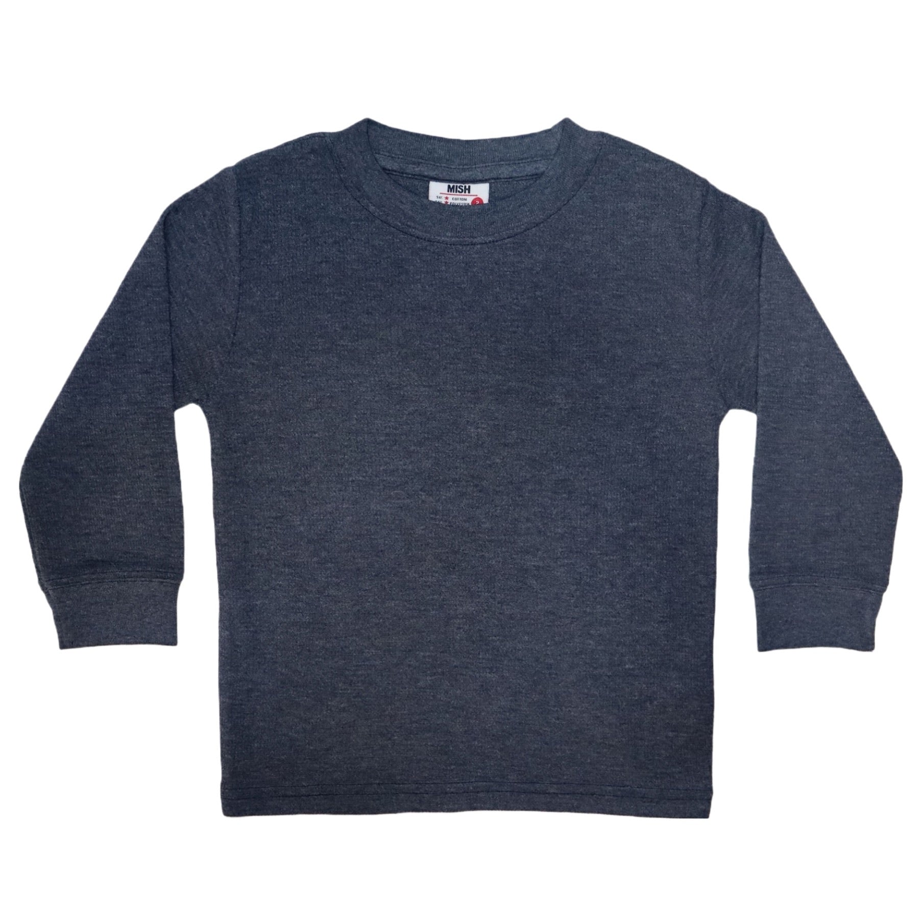 Kids Thermal Long Sleeve Solid Shirt - Distressed Navy