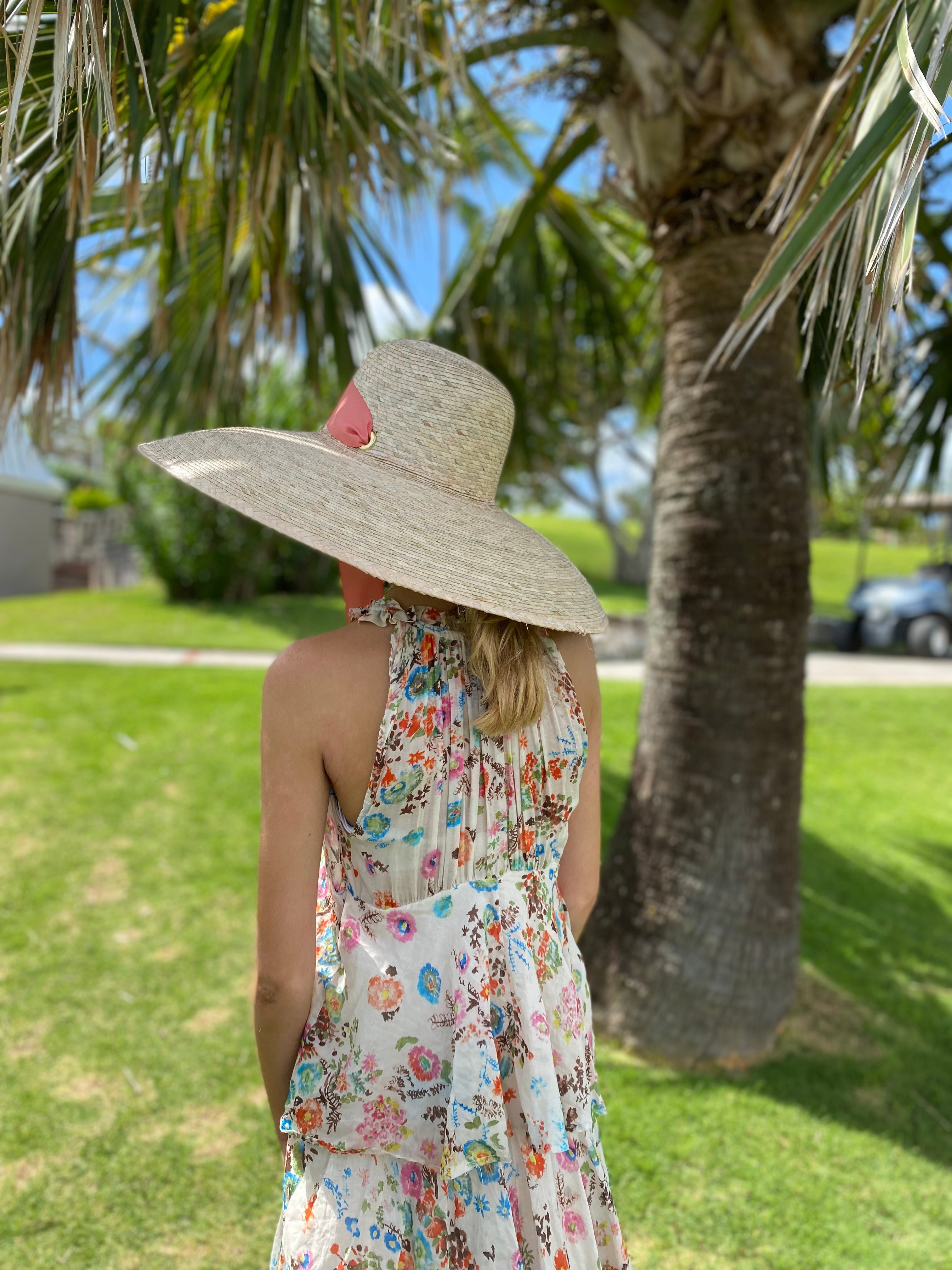 Daisy Sun Hat - Long Ivory Grosgrain Ribbon