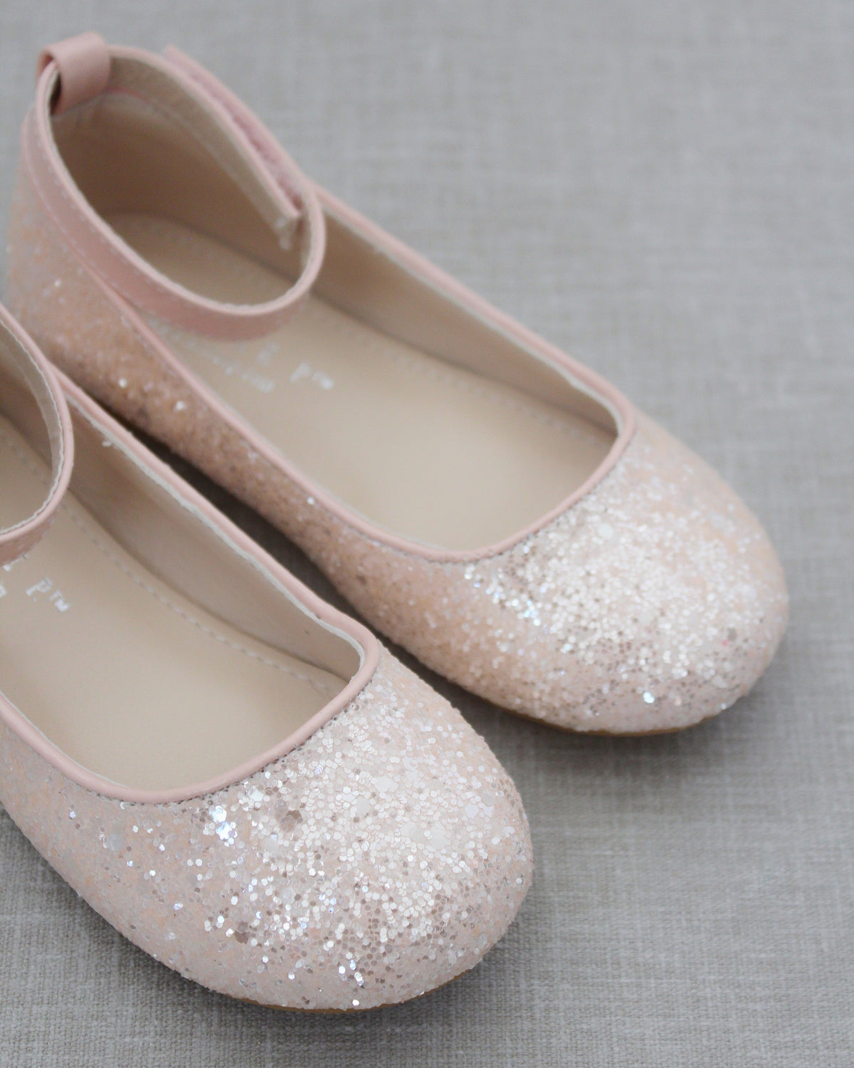 Rock Glitter Ballet Flats With Velcro Ankle Strap