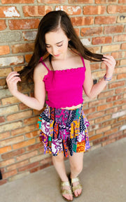 Tweenstyle - Raspberry Terry Smocked Top