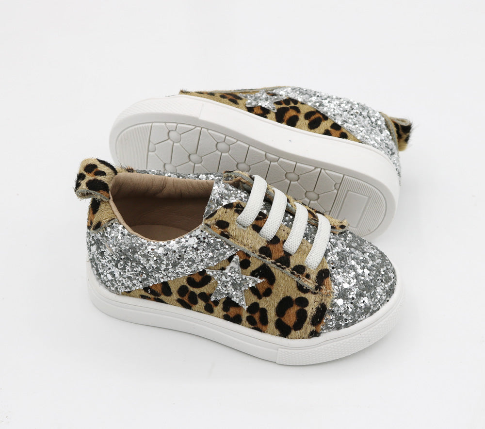 Low Top Sneakers - Hair Leopard / Glitter Star