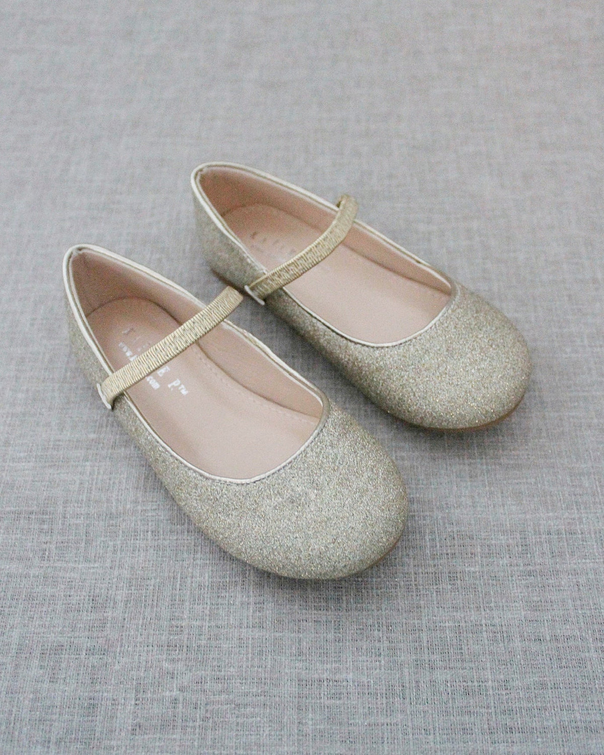 Gold Fine Glitter Mary Jane Flats