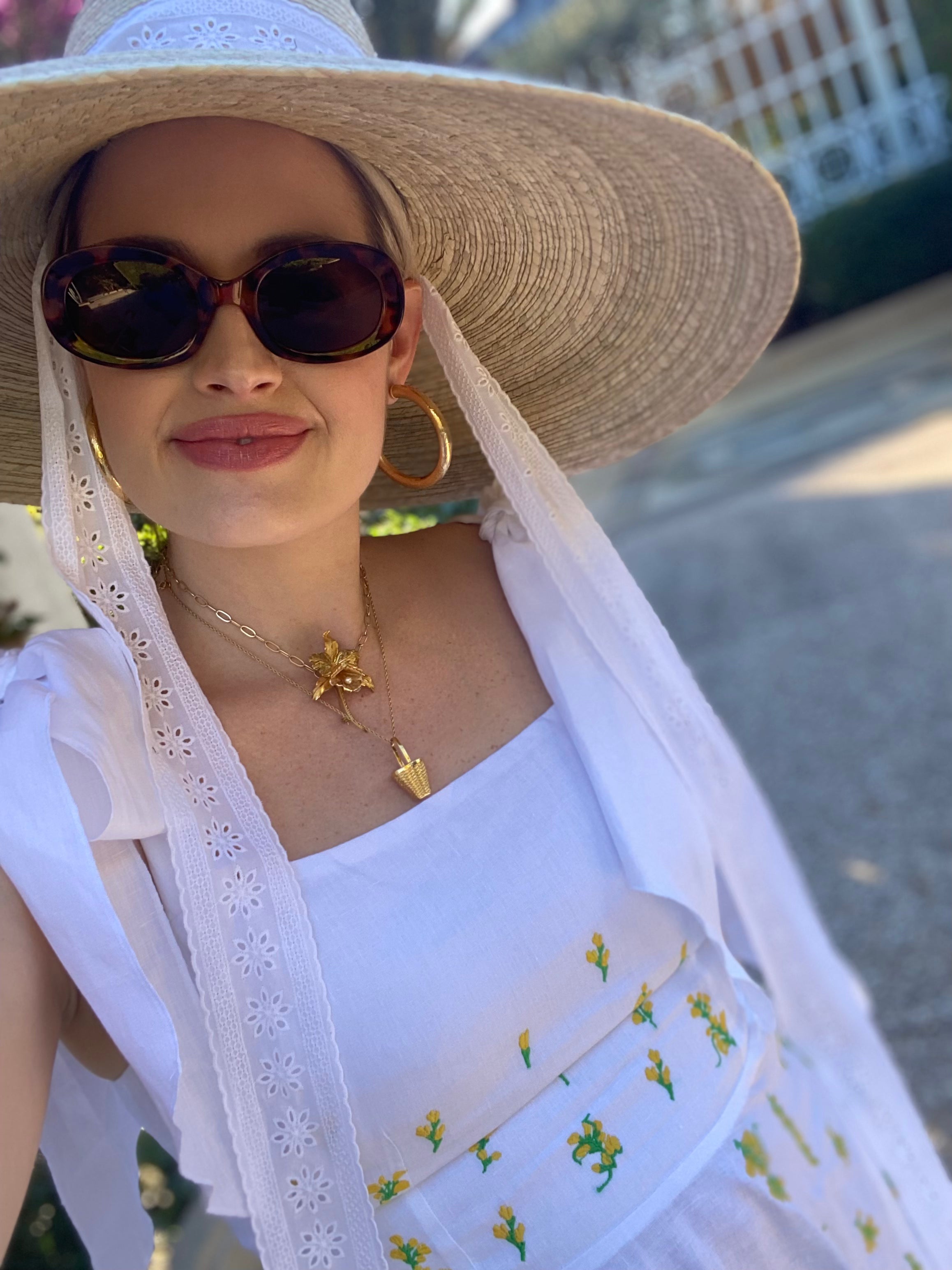 Daisy Sun Hat - Wide & Short Light Pink Grosgrain Ribbon