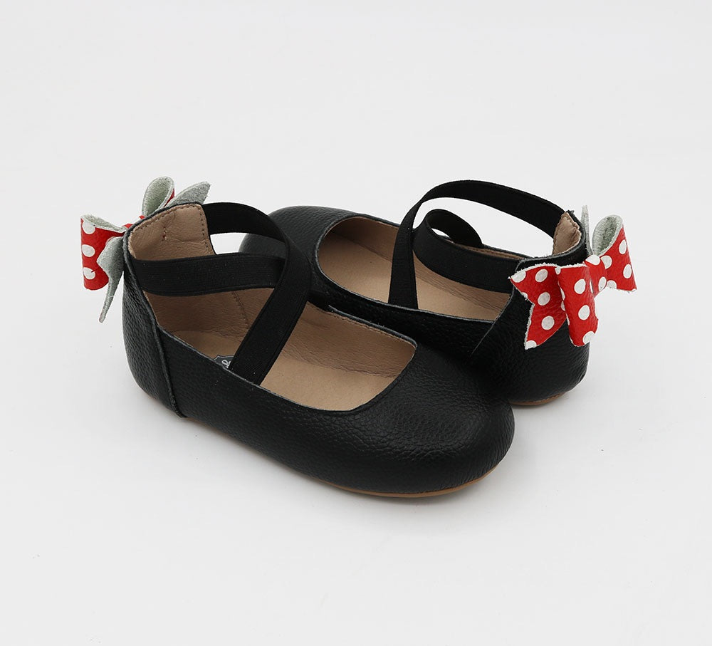 Black Bow Back Ballet - Polkadot Bow