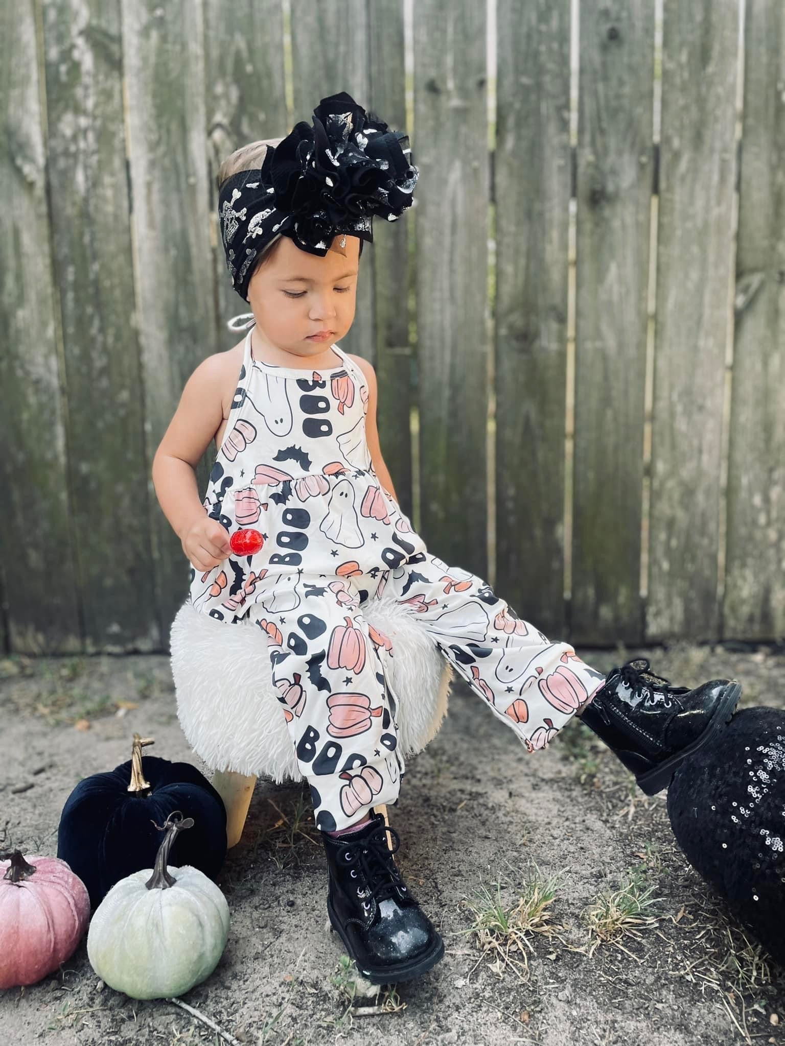 Boo Ghost Halter Tie Romper