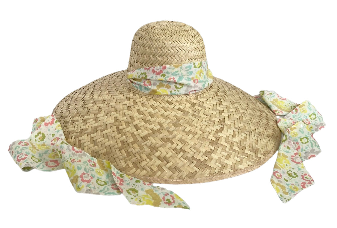 Geranium Sun Hat - Pastel Floral Hat Scarf