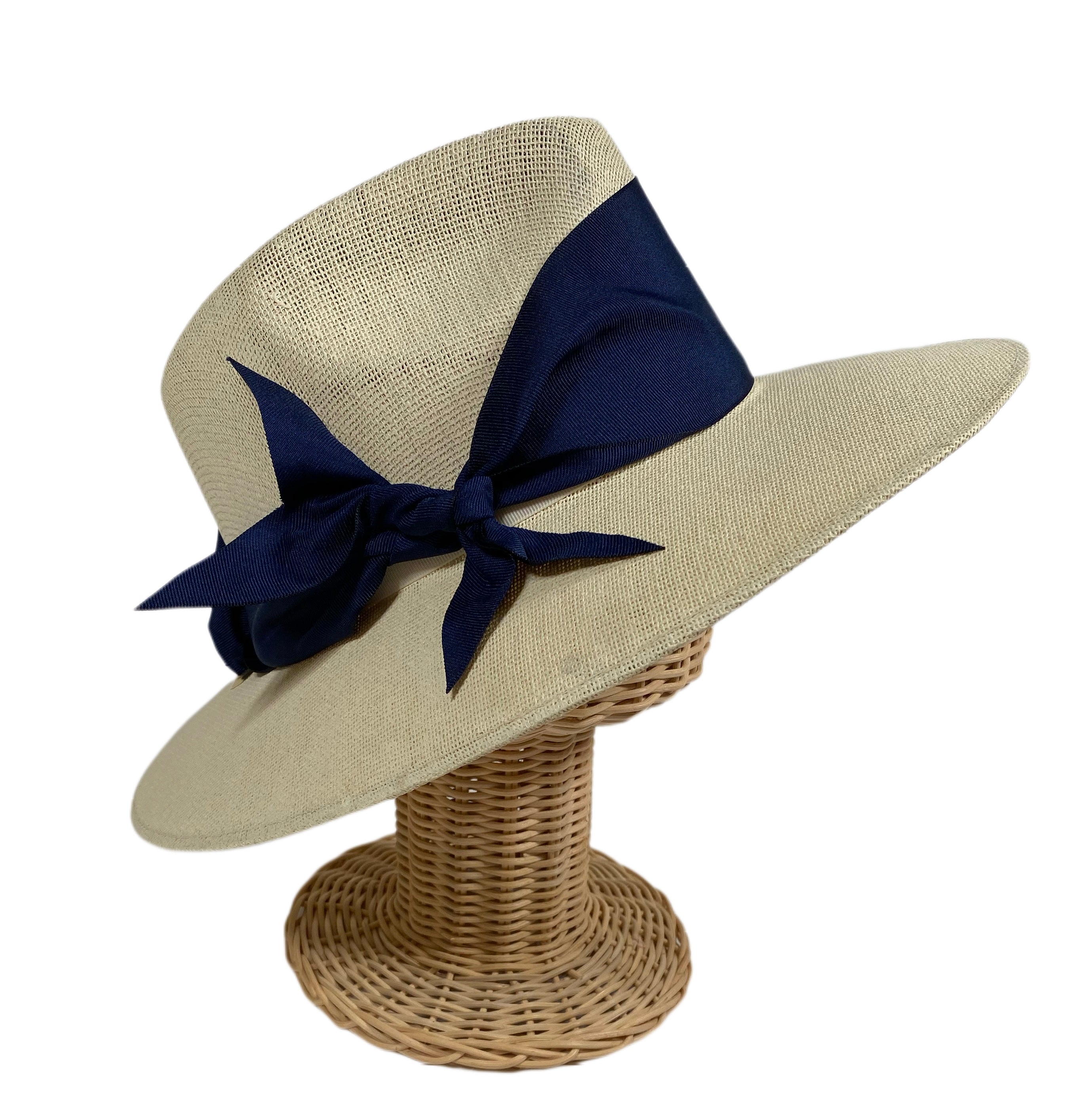 Orchid Sun Hat - Navy Wide & Short Grosgrain Ribbon