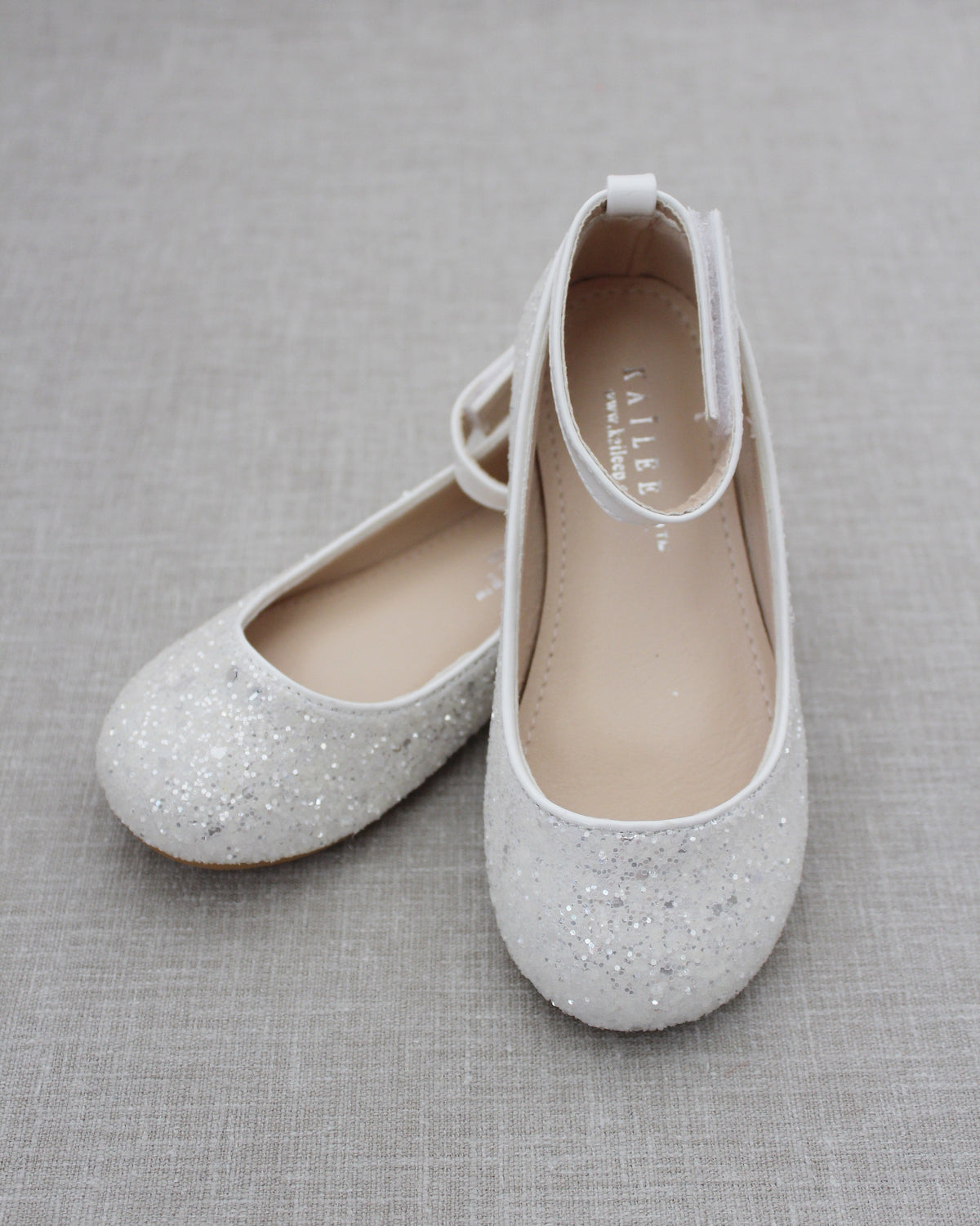 Rock Glitter Ballet Flats With Velcro Ankle Strap