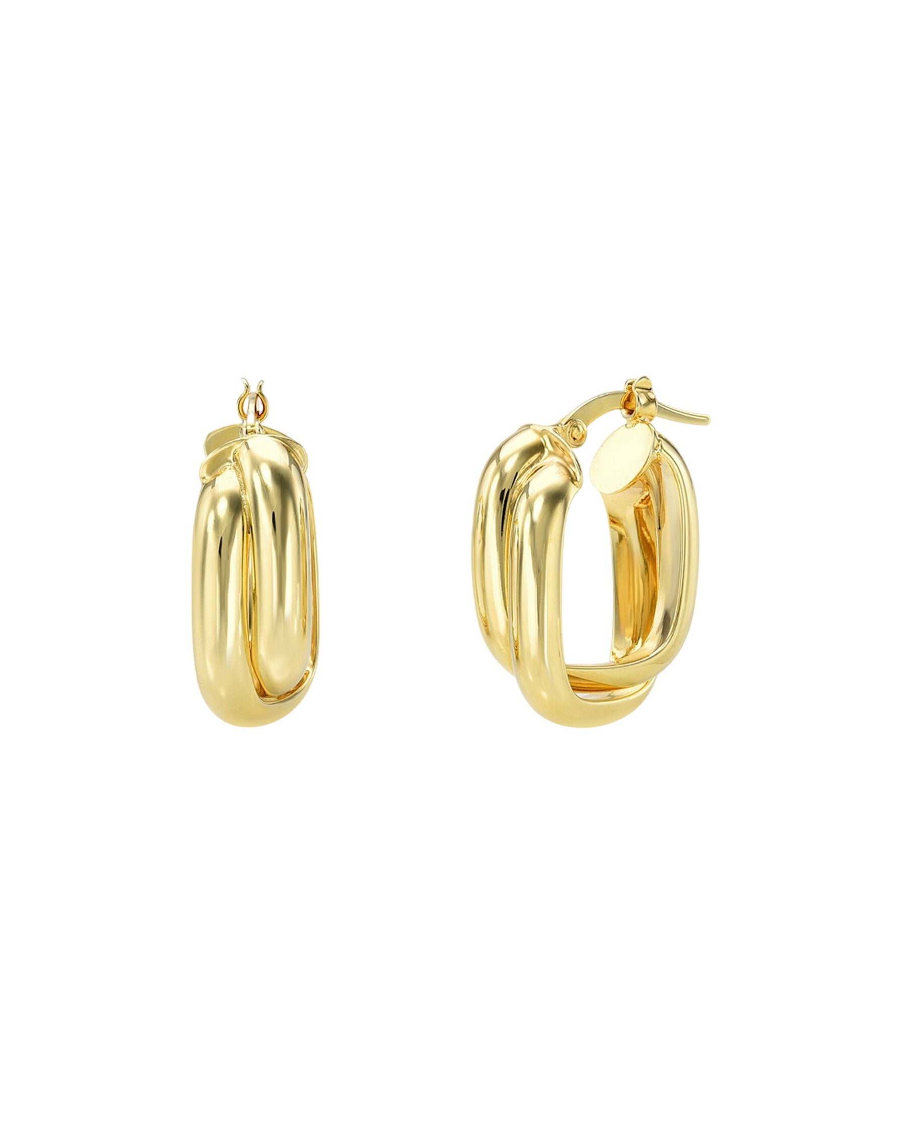 14k Gold Double Twist Oval Hoop Earrings