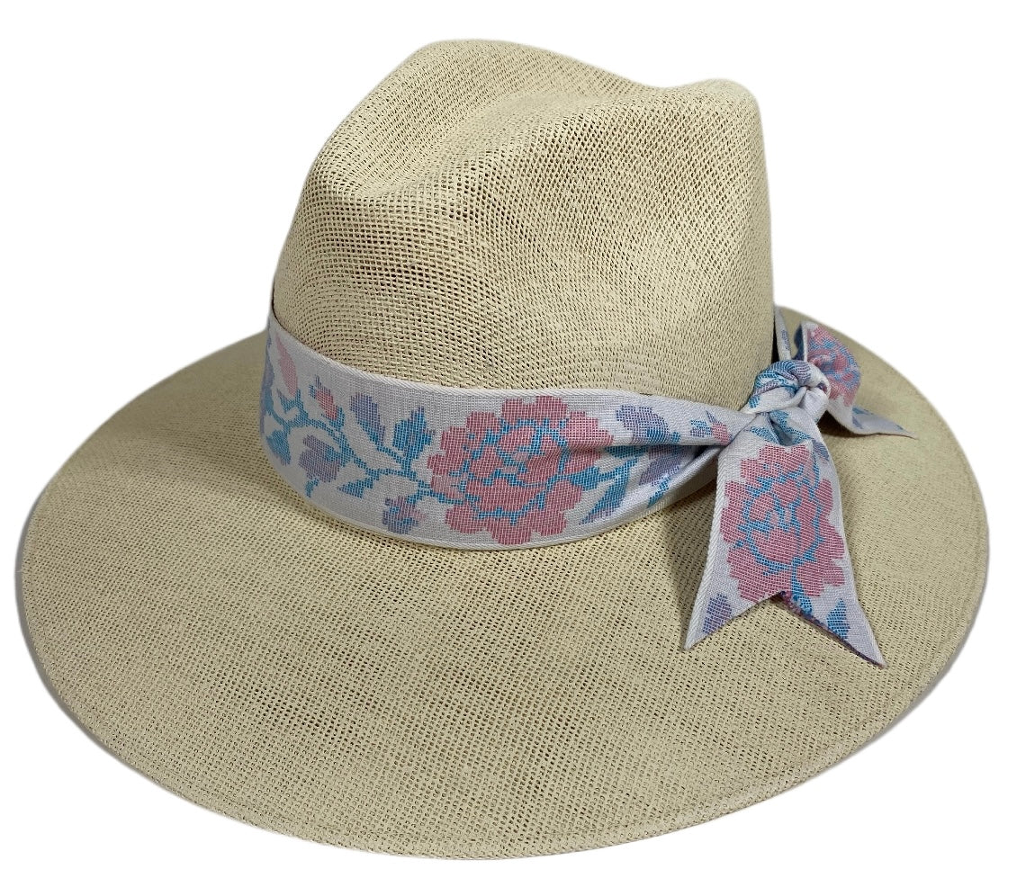 Orchid Sun Hat - Pastel Floral Tapestry Ribbon