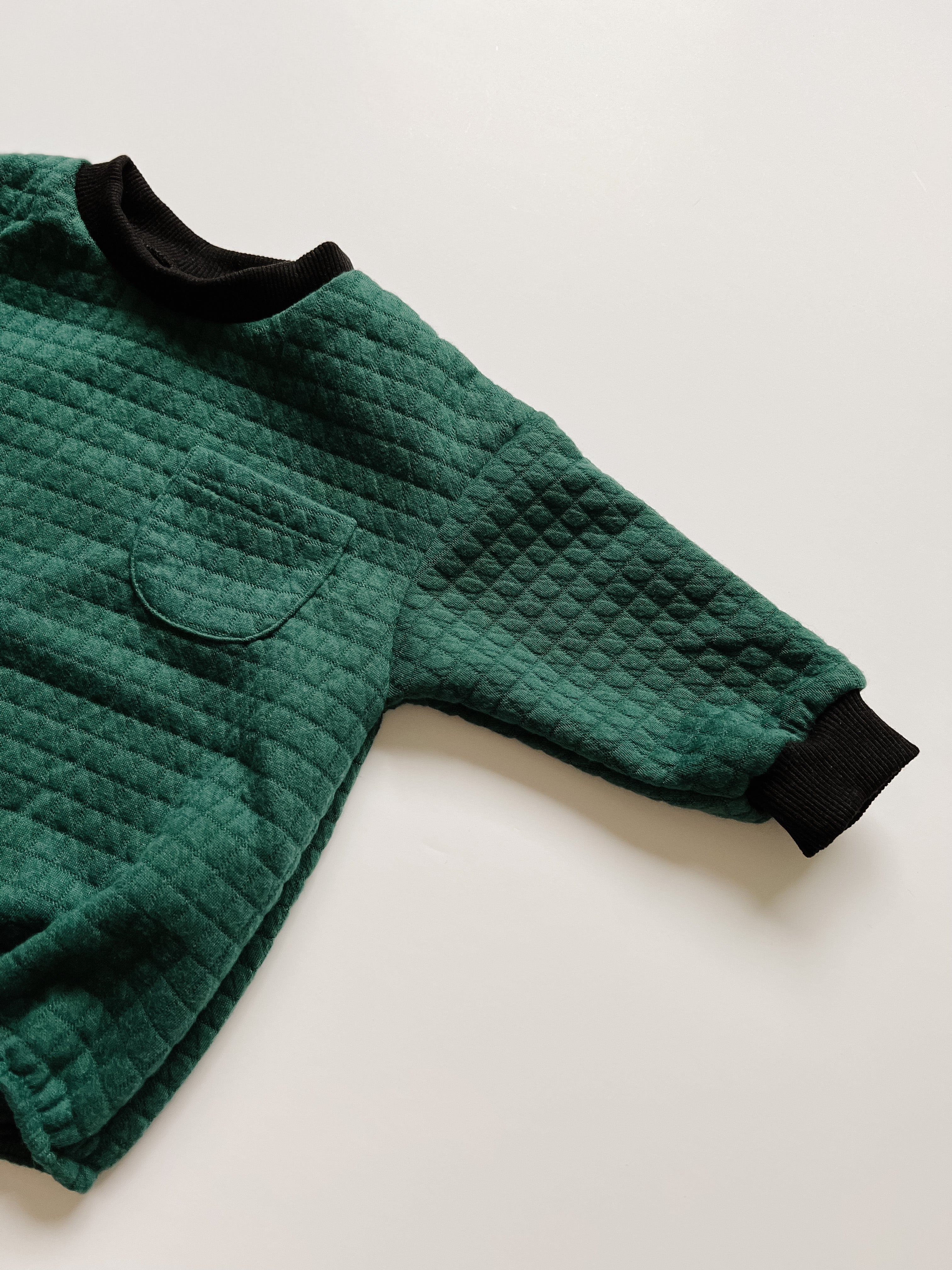 Quilted Sweatshirt Romper - Forest