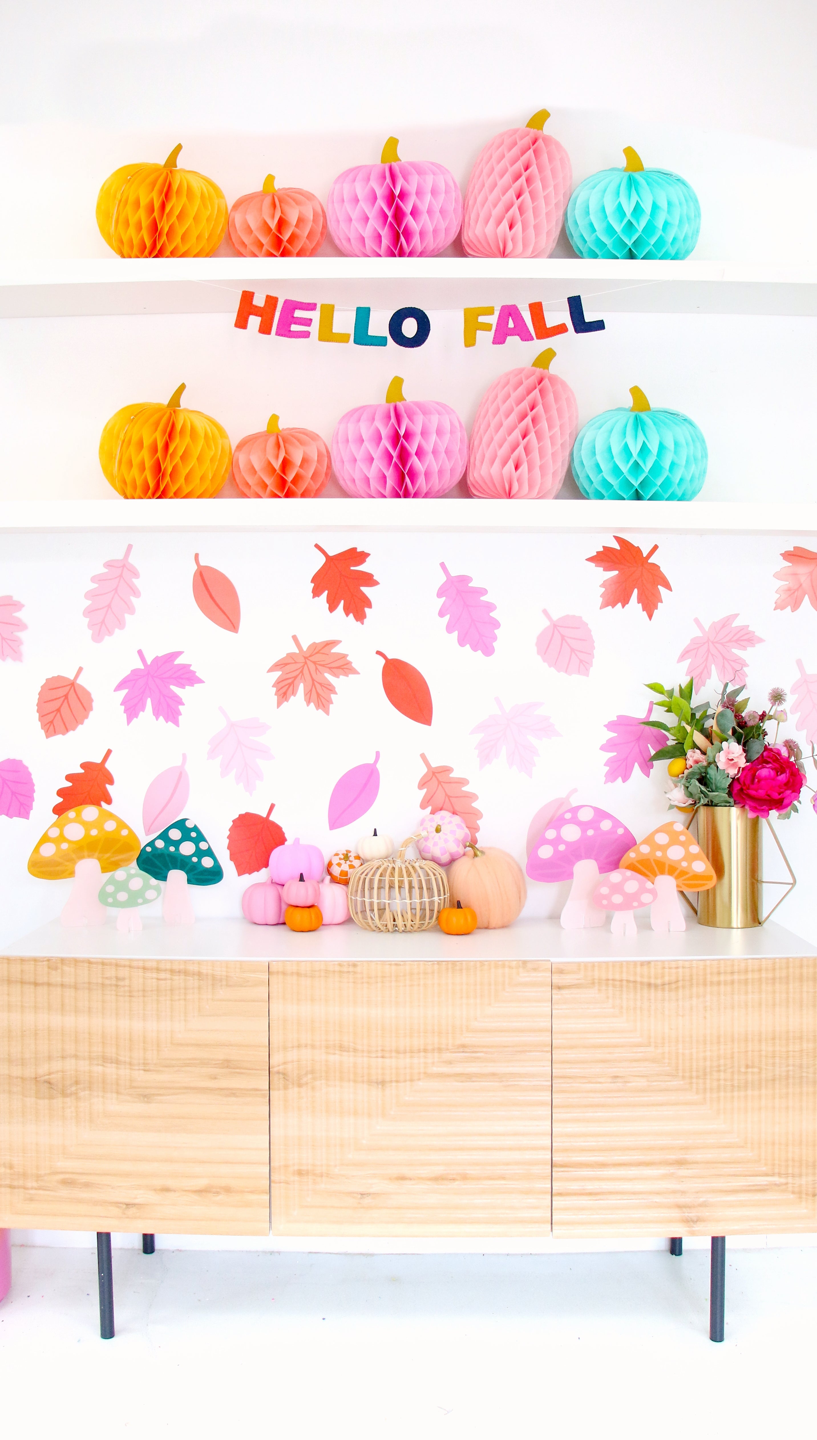 Pink And Coral Paper Fall Leaves