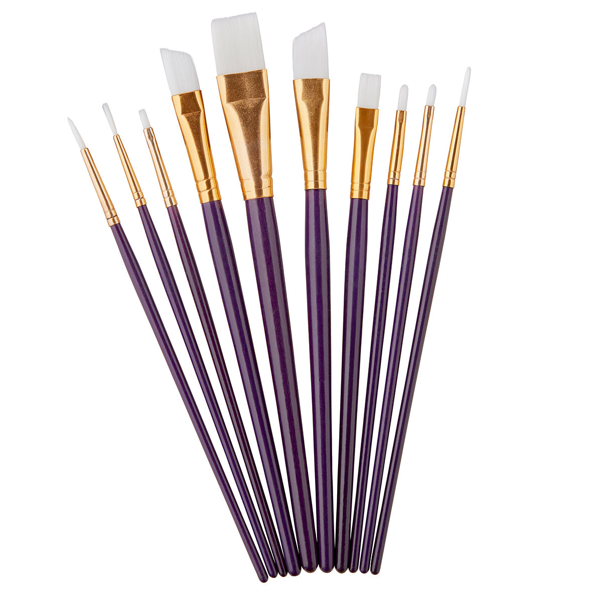 Studio Mixed Media White Nylon Brush Set - 10 Pc