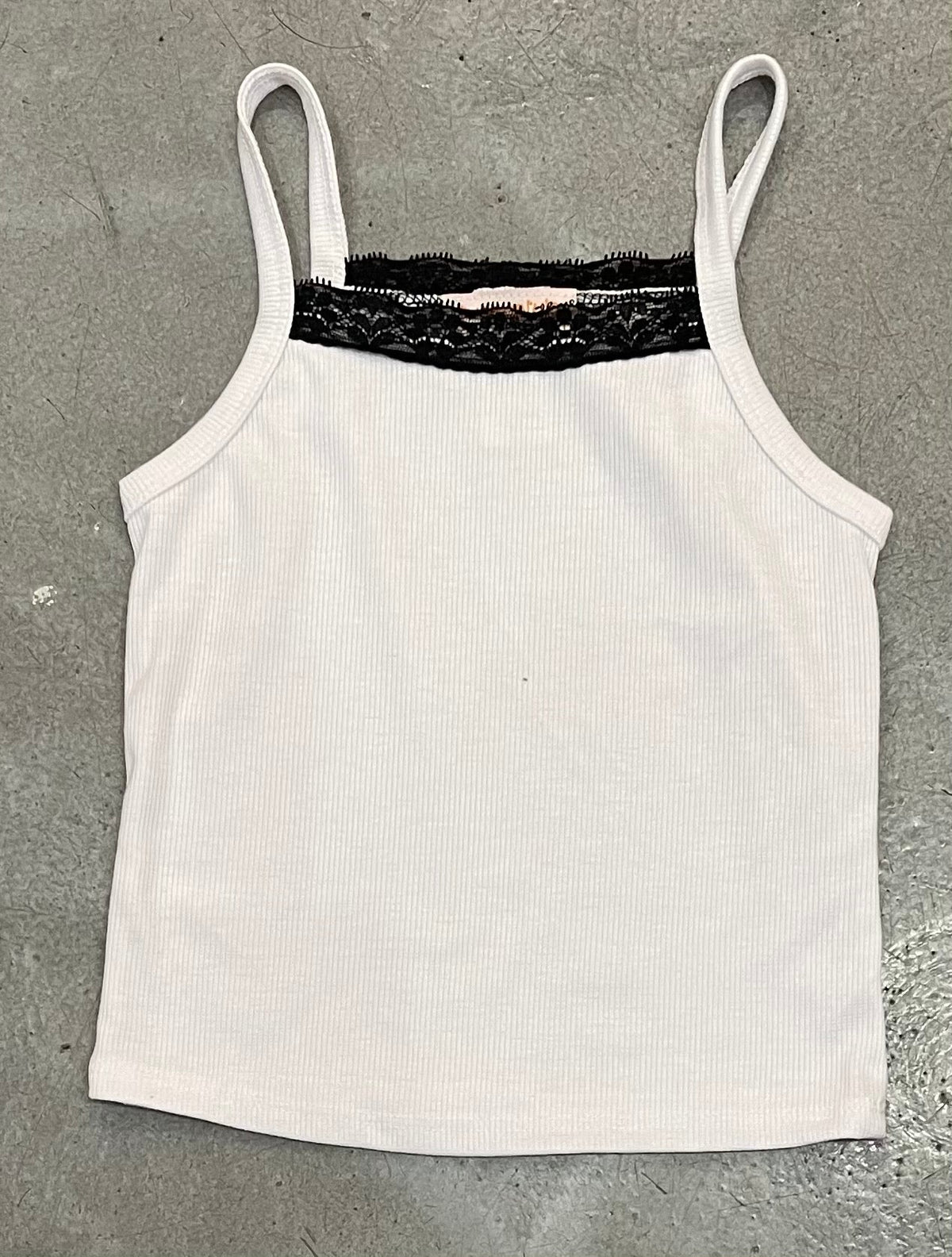 Tweenstyle - Lace Trim Rib Tank - Black