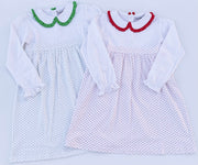 Long Sleeve Bitty Dot Knit Dress - Red & Green