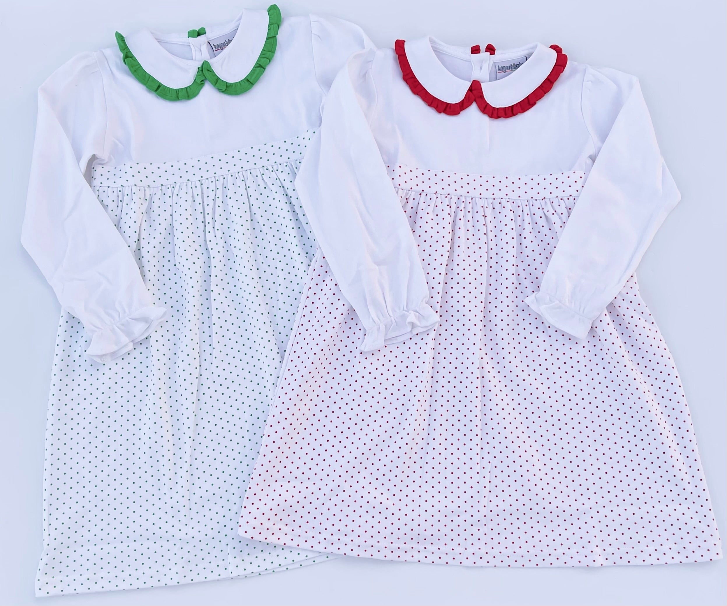 Long Sleeve Bitty Dot Knit Dress - Red & Green